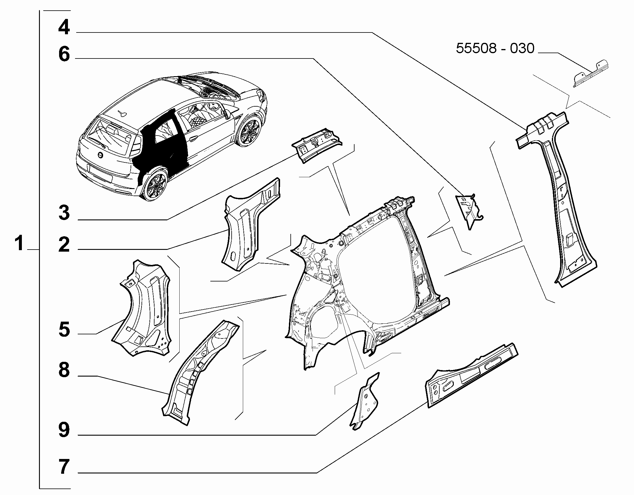 70004-010 REAR SIDE FRAME STRUCTURE