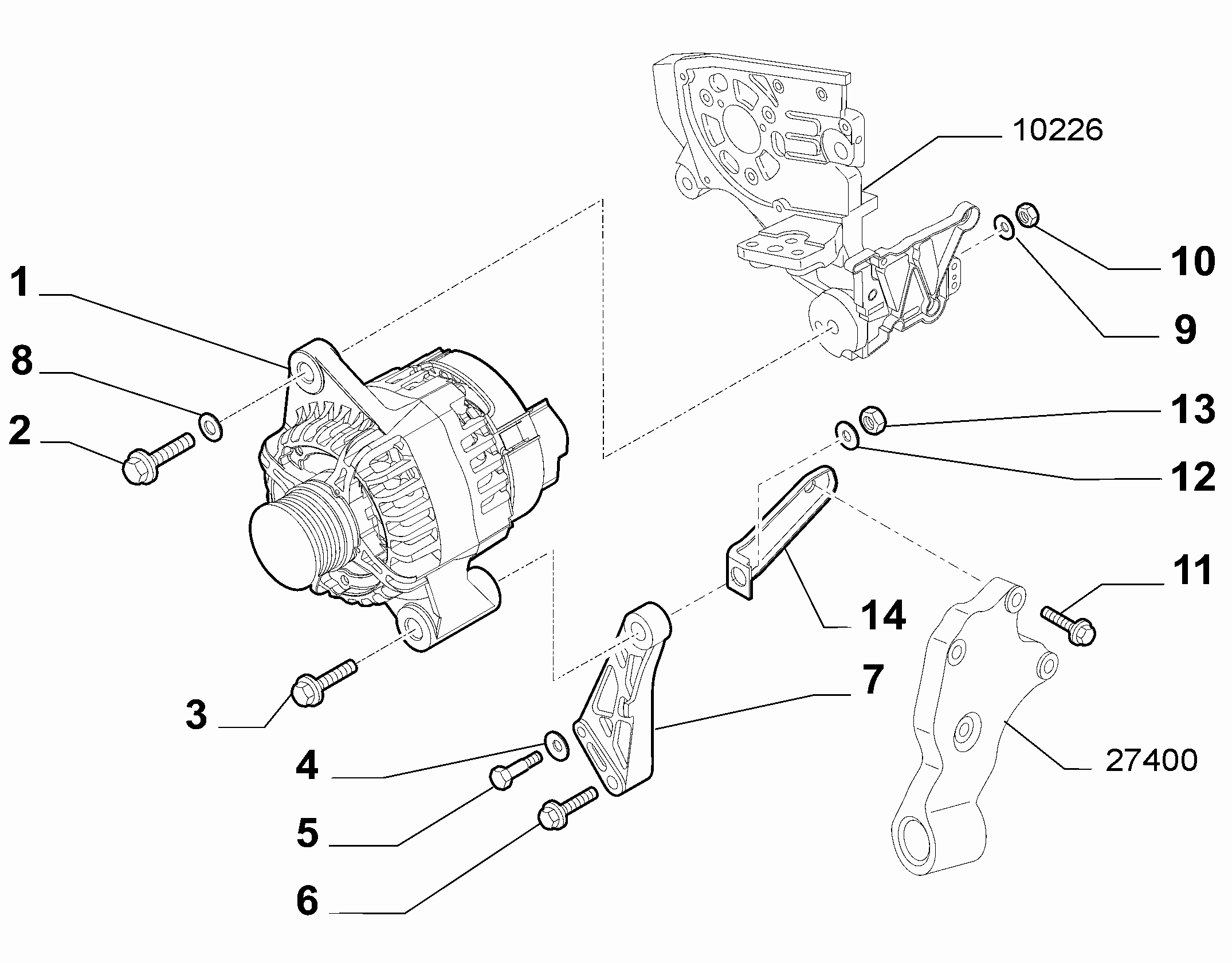 55301-010 ALTERNATOR AND MOUNTING