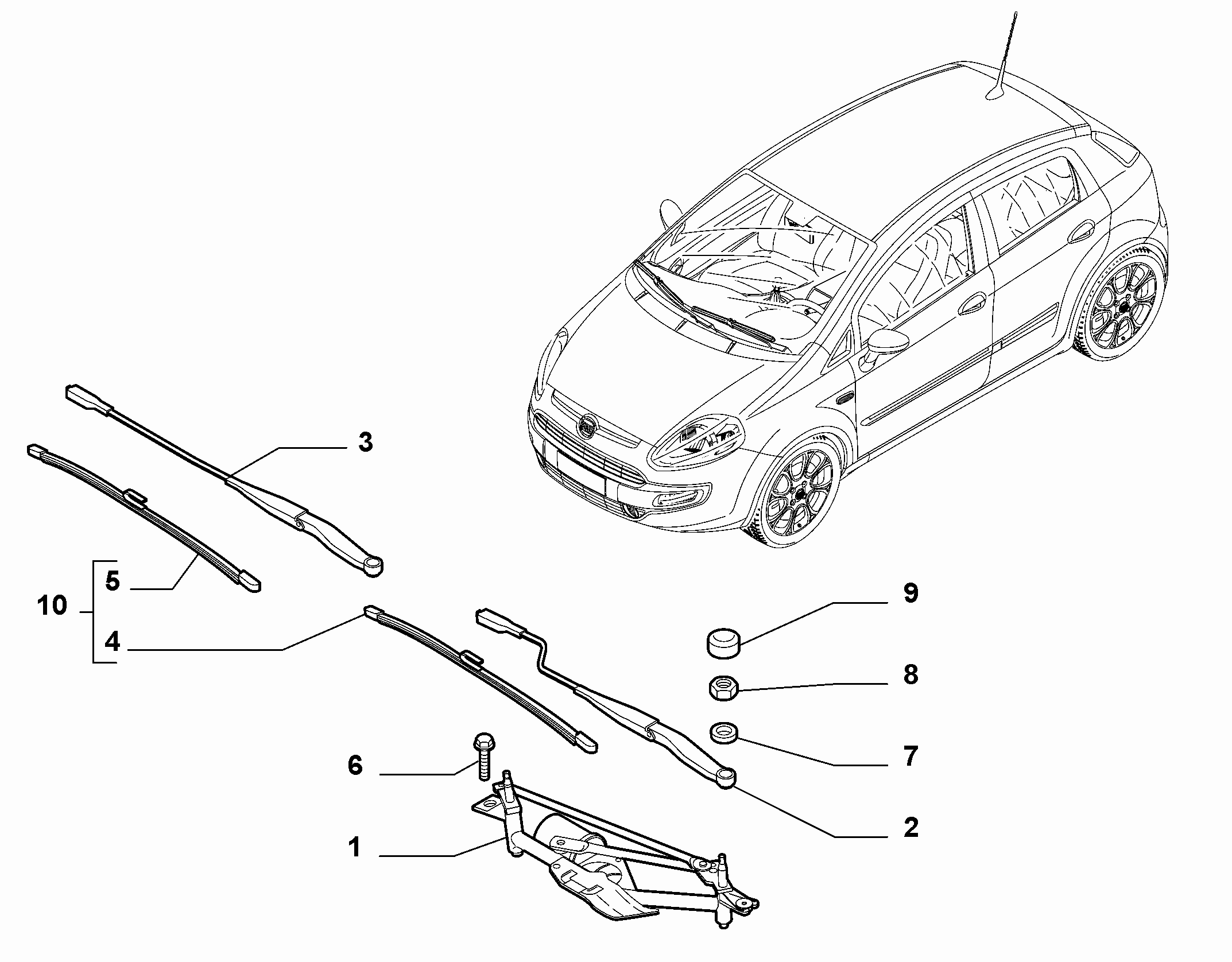 55514-010 WIPERS - ARM, BRUSHES AND MOTOR