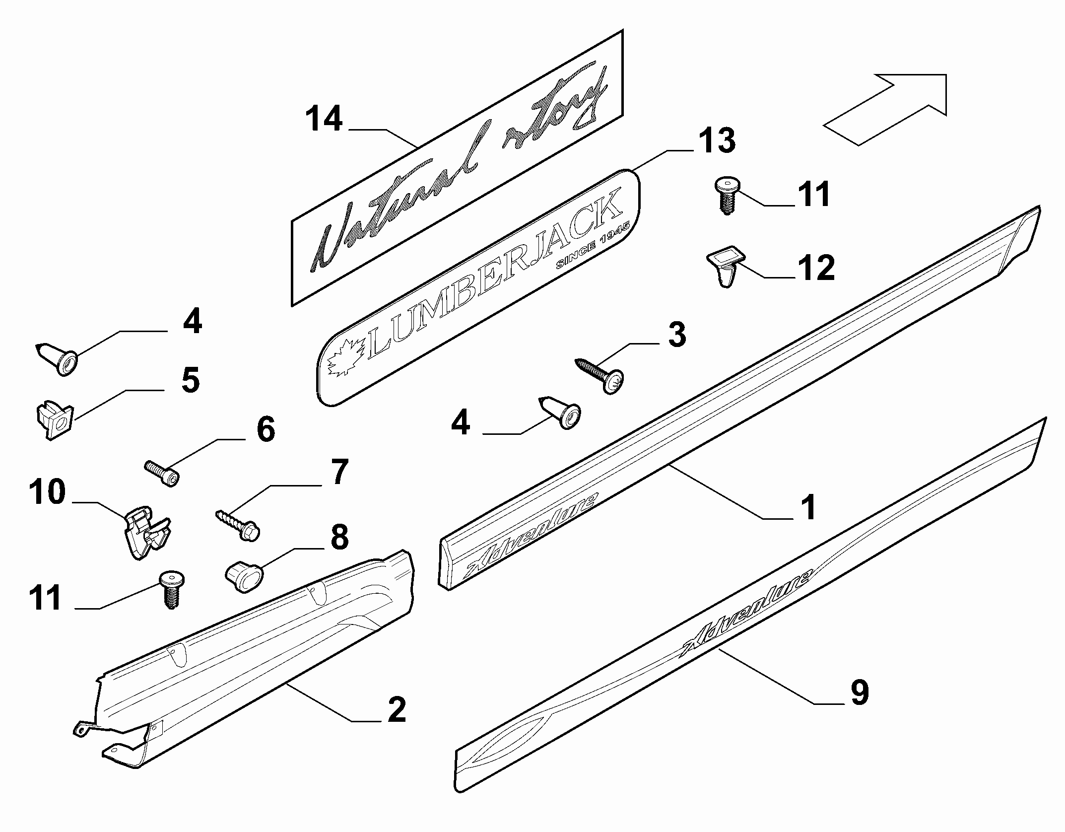 70712-060 DOOR AREA AND OUTER SIDE MOULDINGS (PILLARS EXCLUDED)