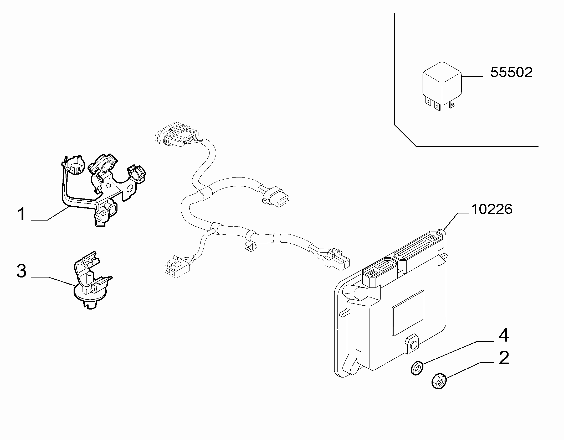 10225-020 INJECTION ECU AND ENGINE HARNESS FASTENERS