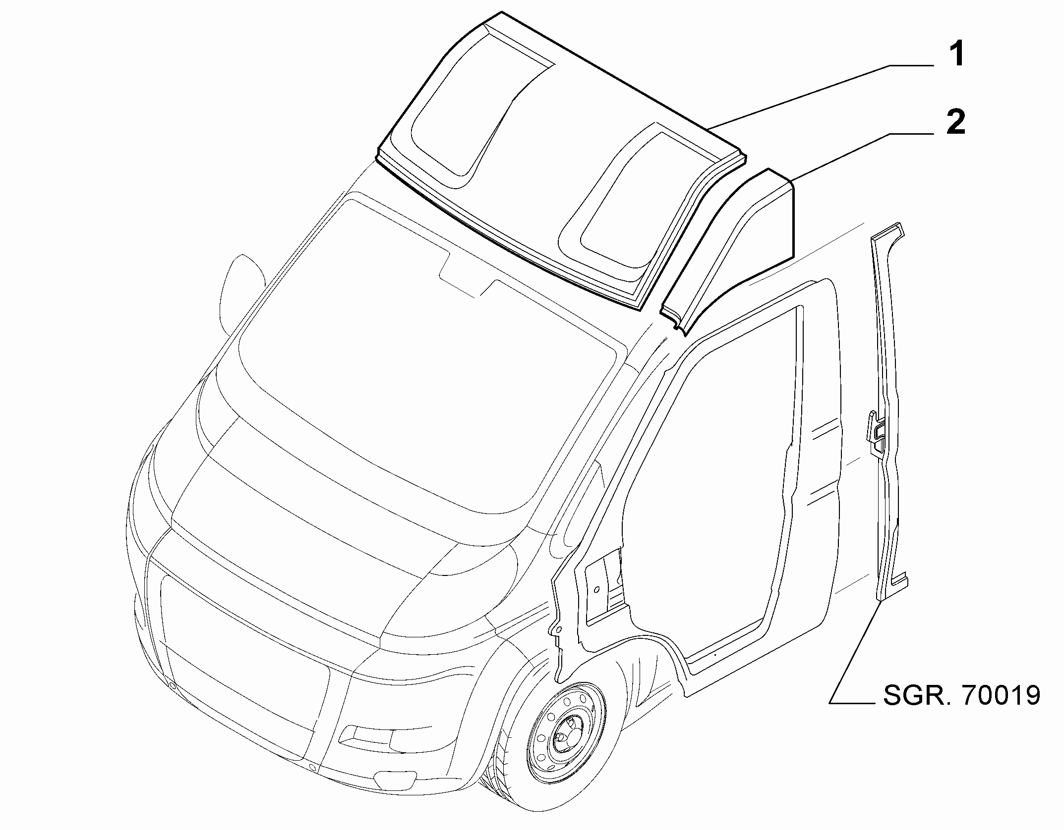 70018-020 ROOF FOR COMMERCIAL VEHICLES