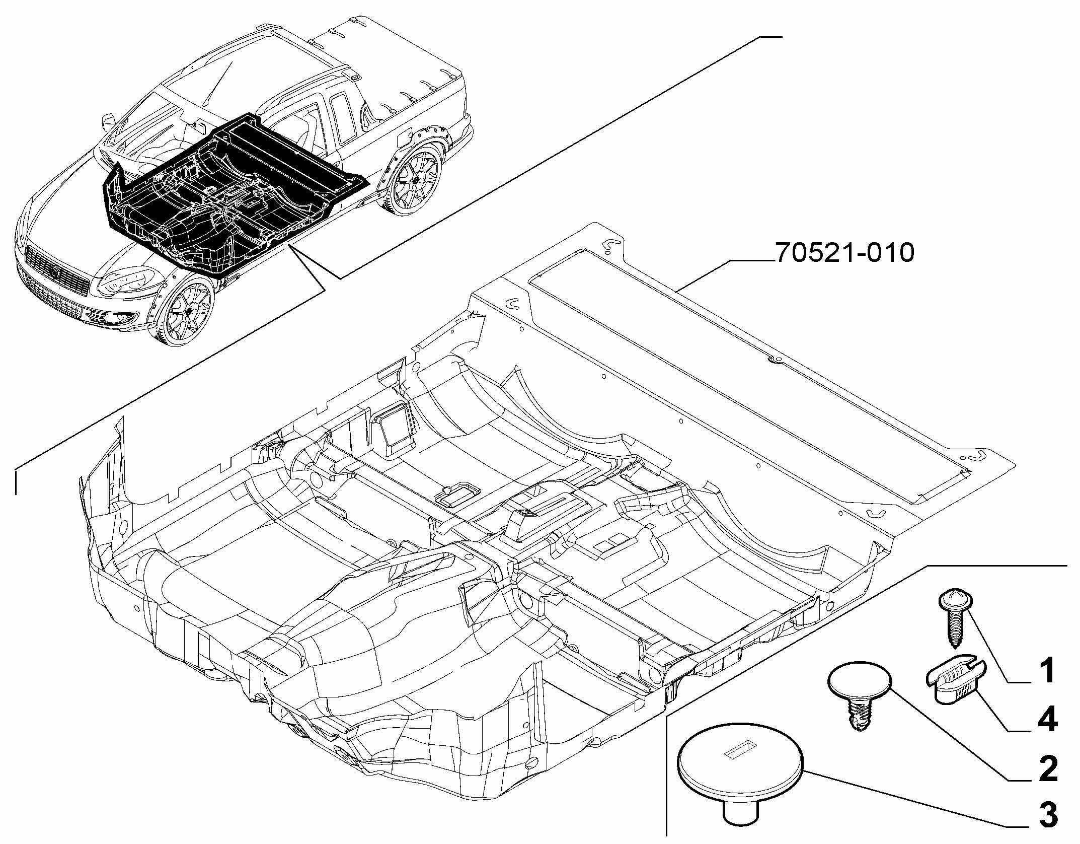70521-030 PASSENGER COMPARTMENT MAT FASTENERS AND ACCESSORIES