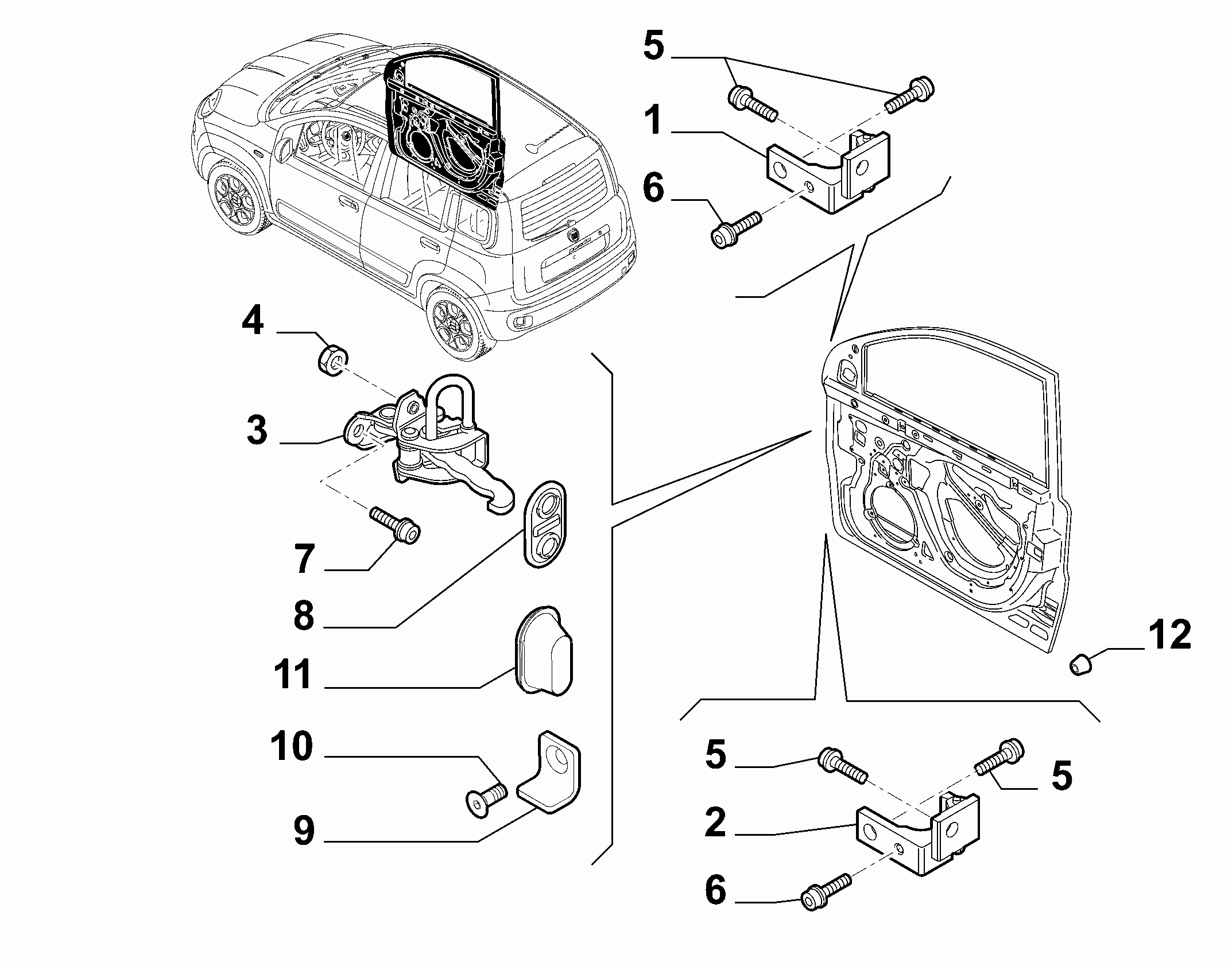 70129-020 FRONT SIDE DOOR HINGE AND SCREW