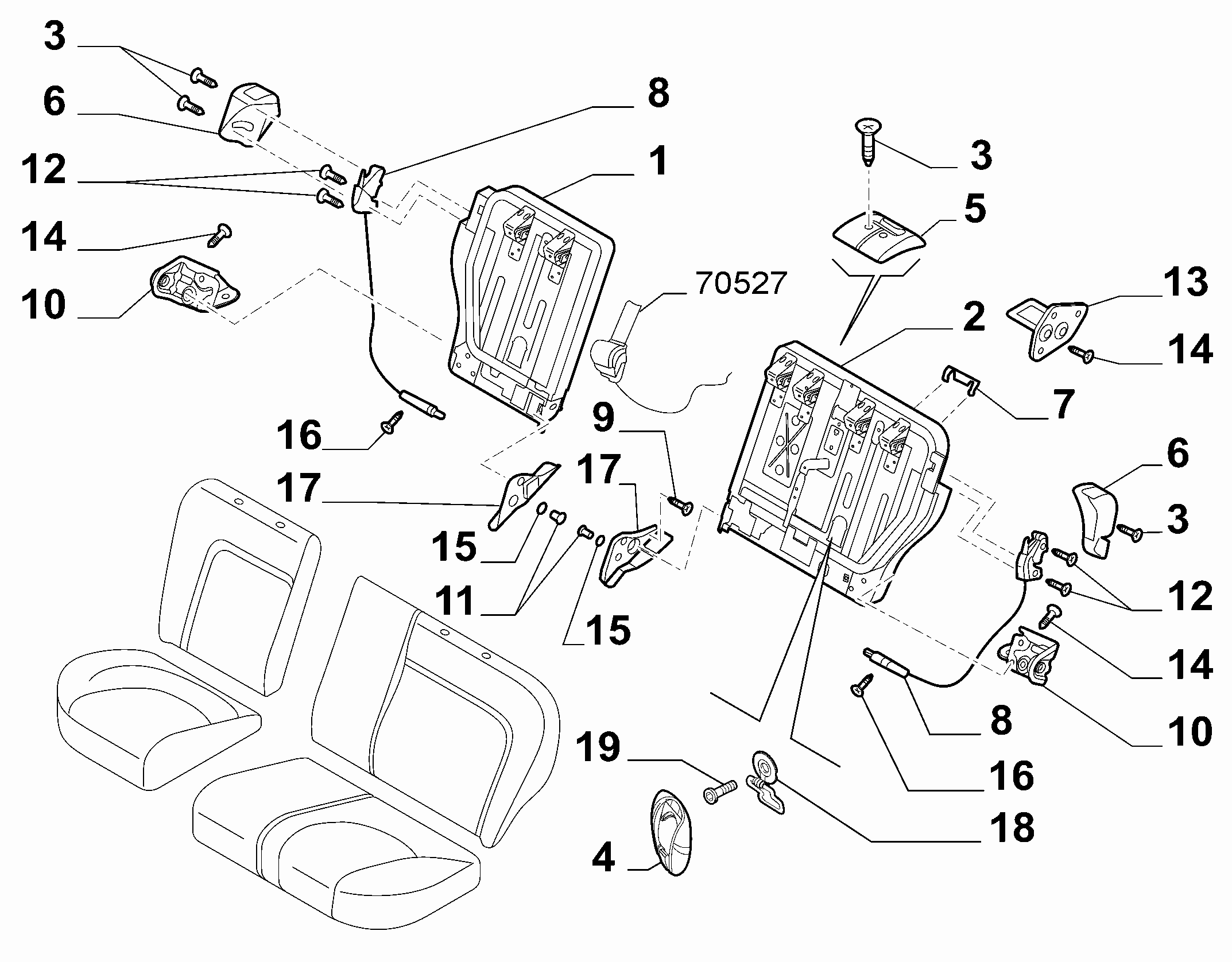 70613/00 REAR SEAT 