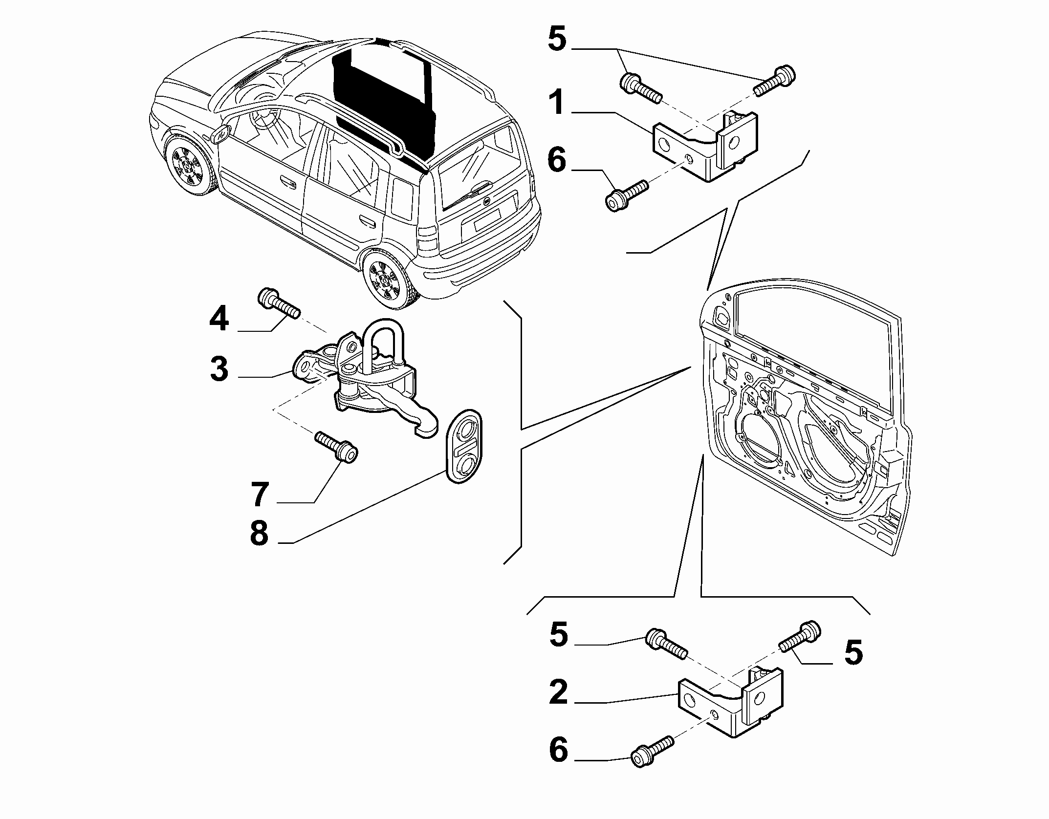 70129-020 FRONT SIDE DOOR HINGE AND SCREW