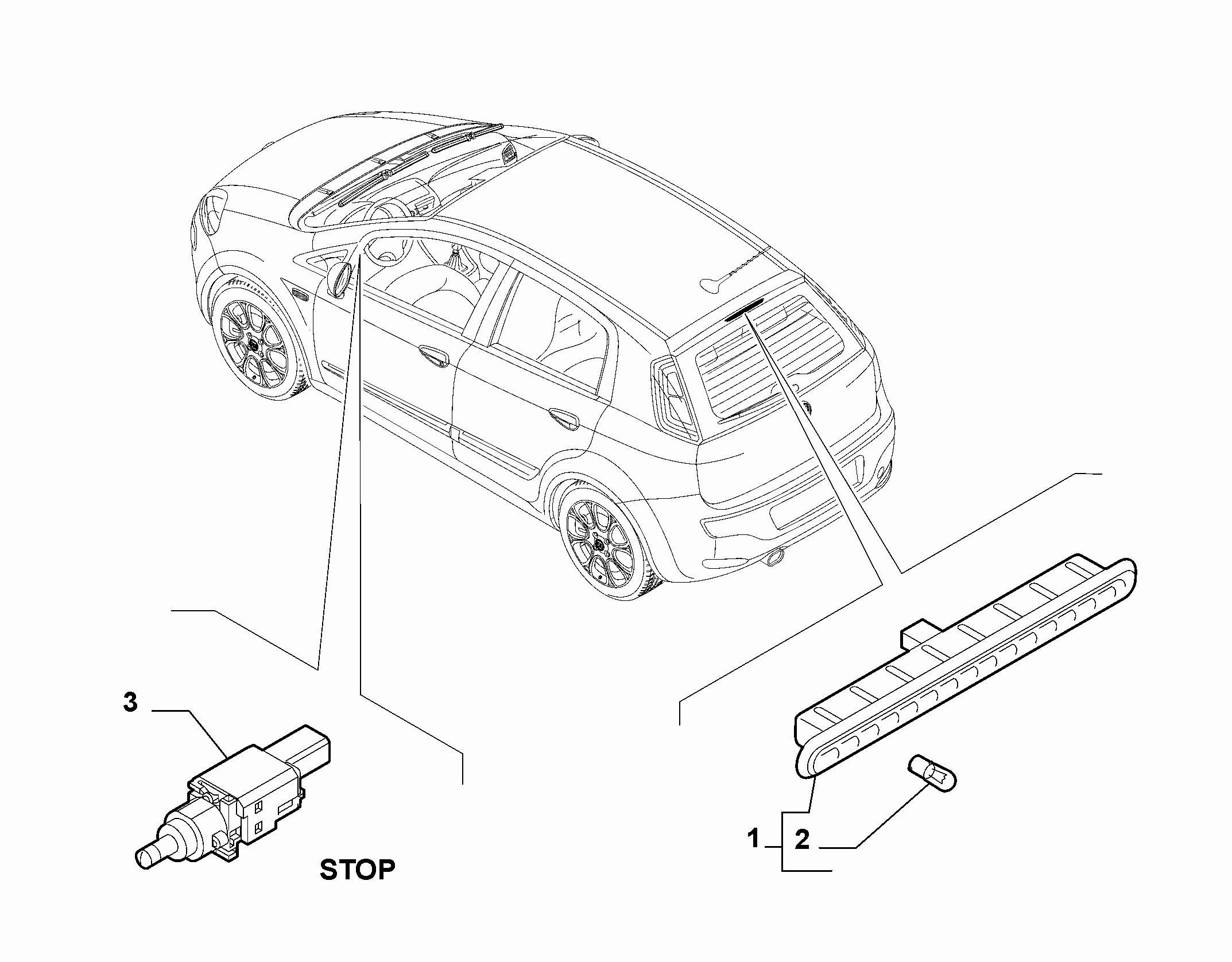55501-020 REAR WINDOW STOP LIGHT AND SWITCH