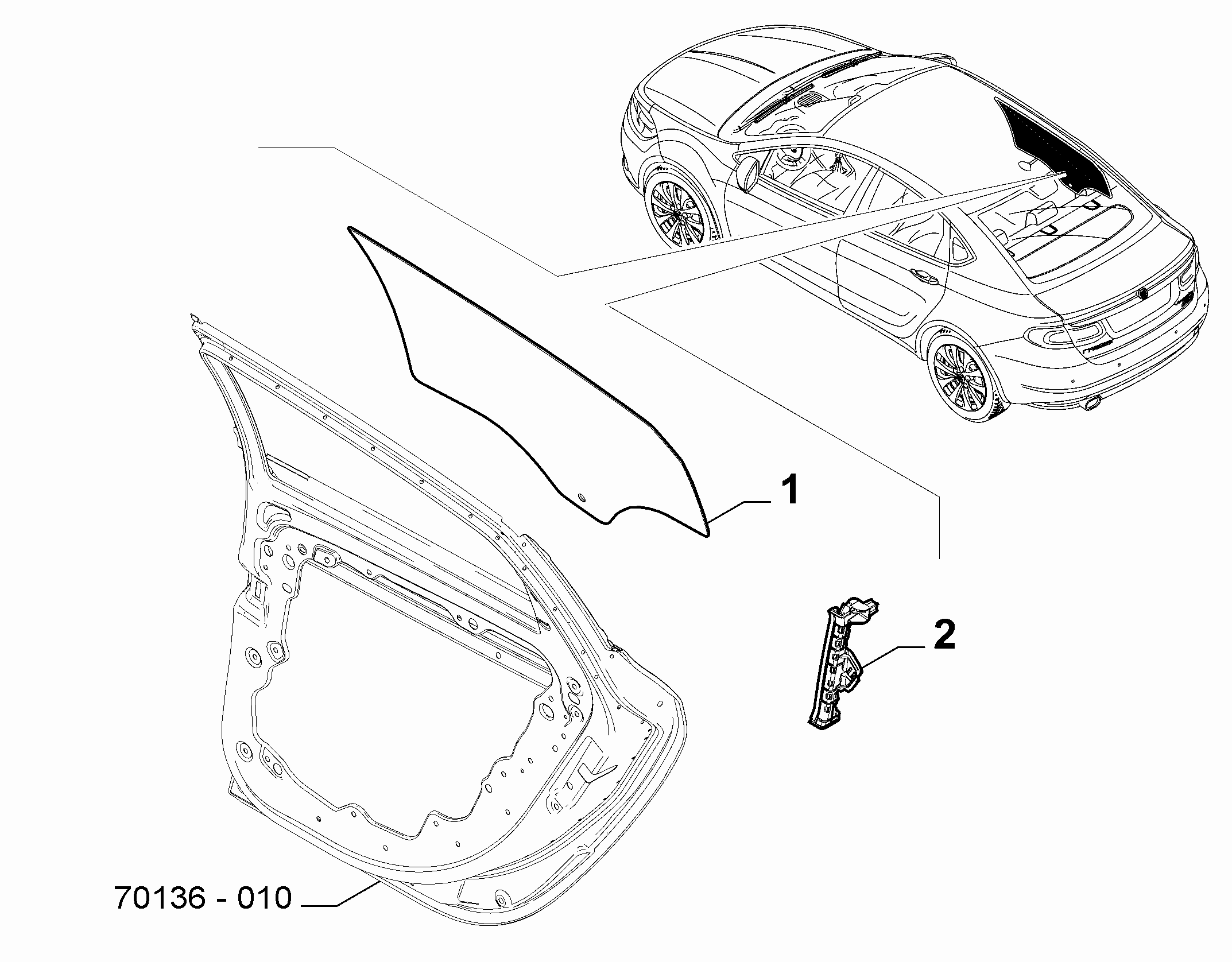 70136-030 REAR WINDOW AND CHANNEL RUNNER