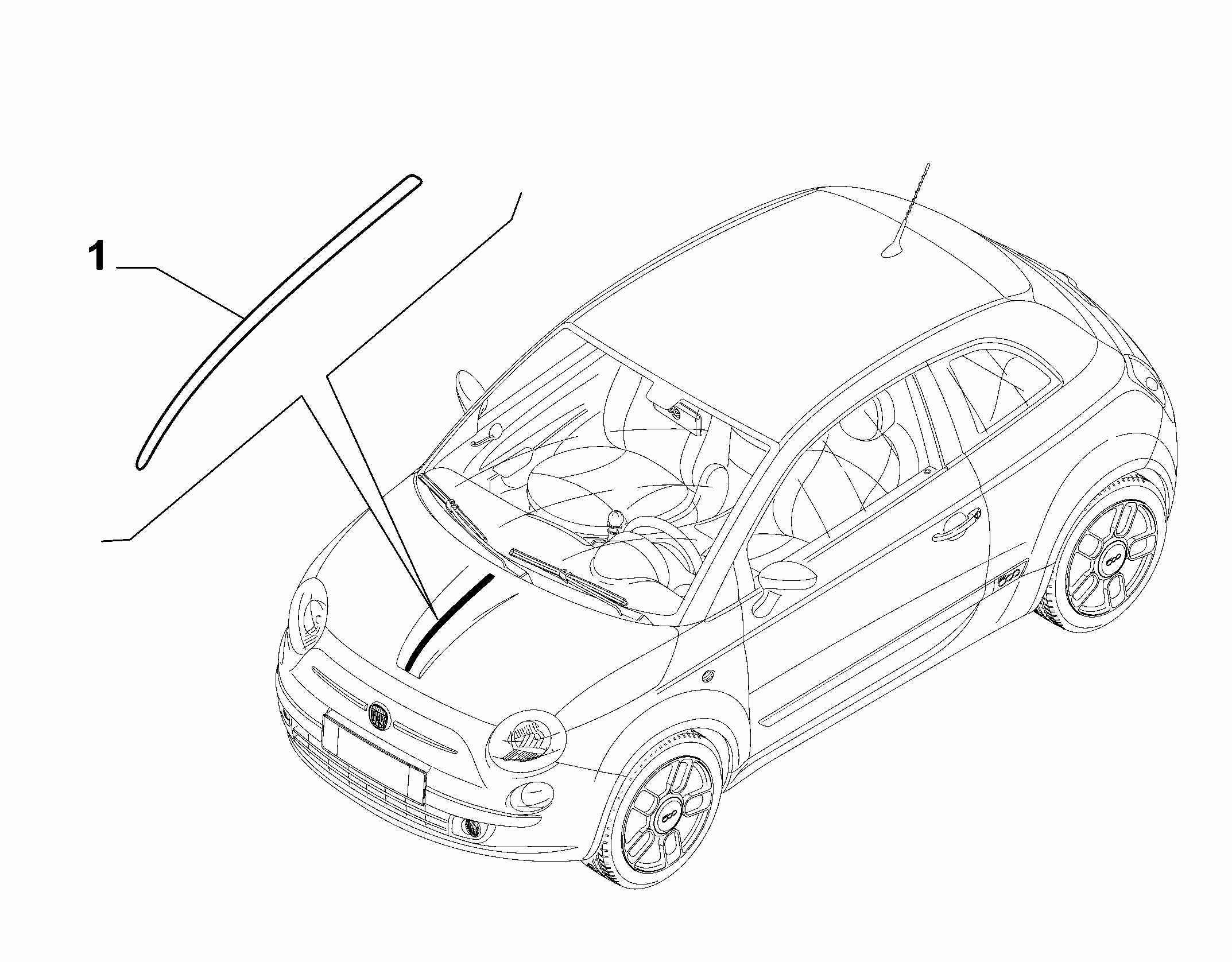 70712-005 OUTER MOUDLINGS AND GASKETS ON CAR BONNET