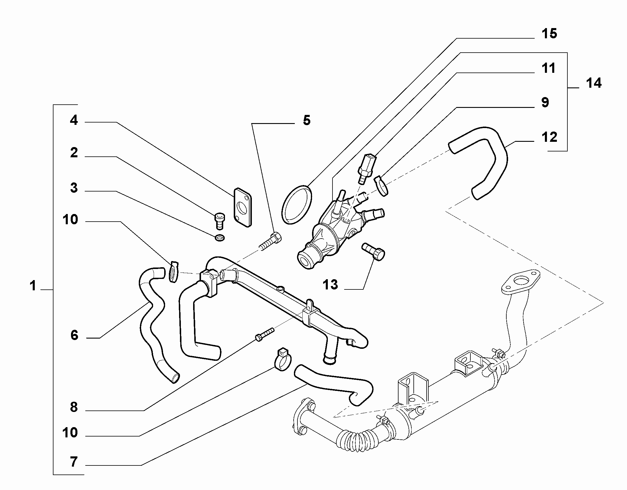 10402-020 THERMOSTAT AND WATER PIPES