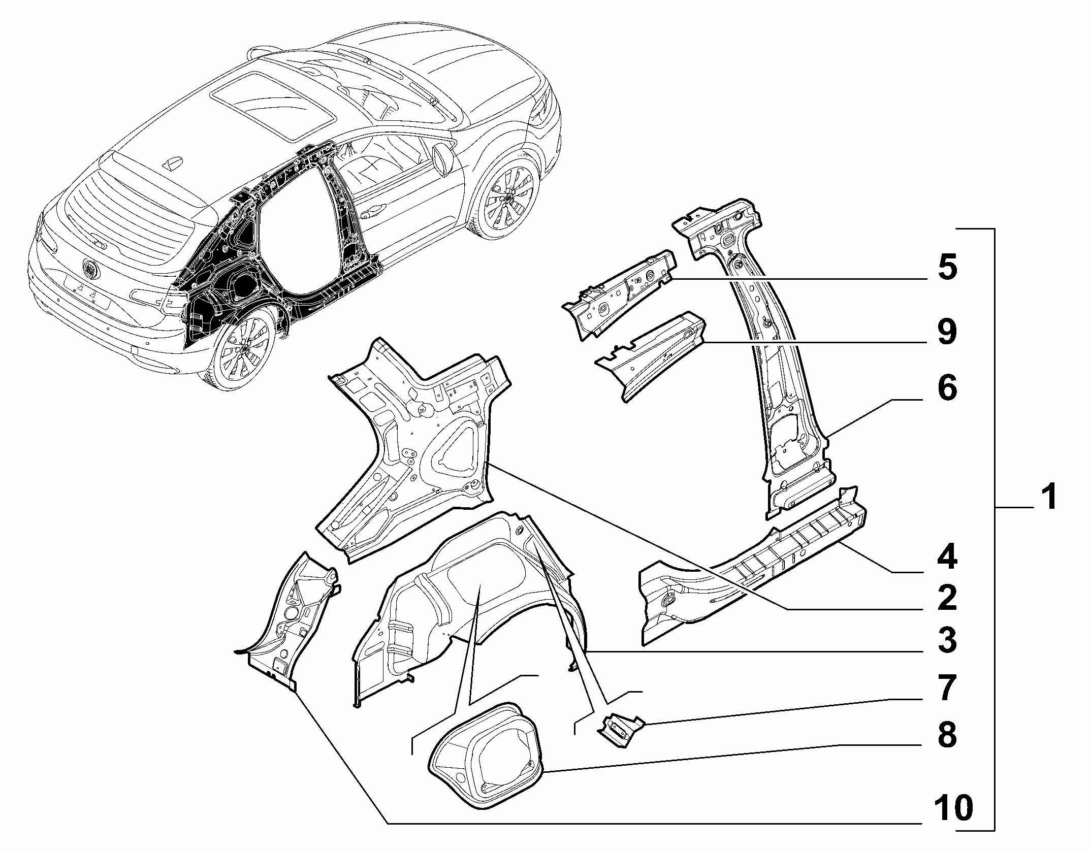 70004-010 REAR SIDE FRAME STRUCTURE