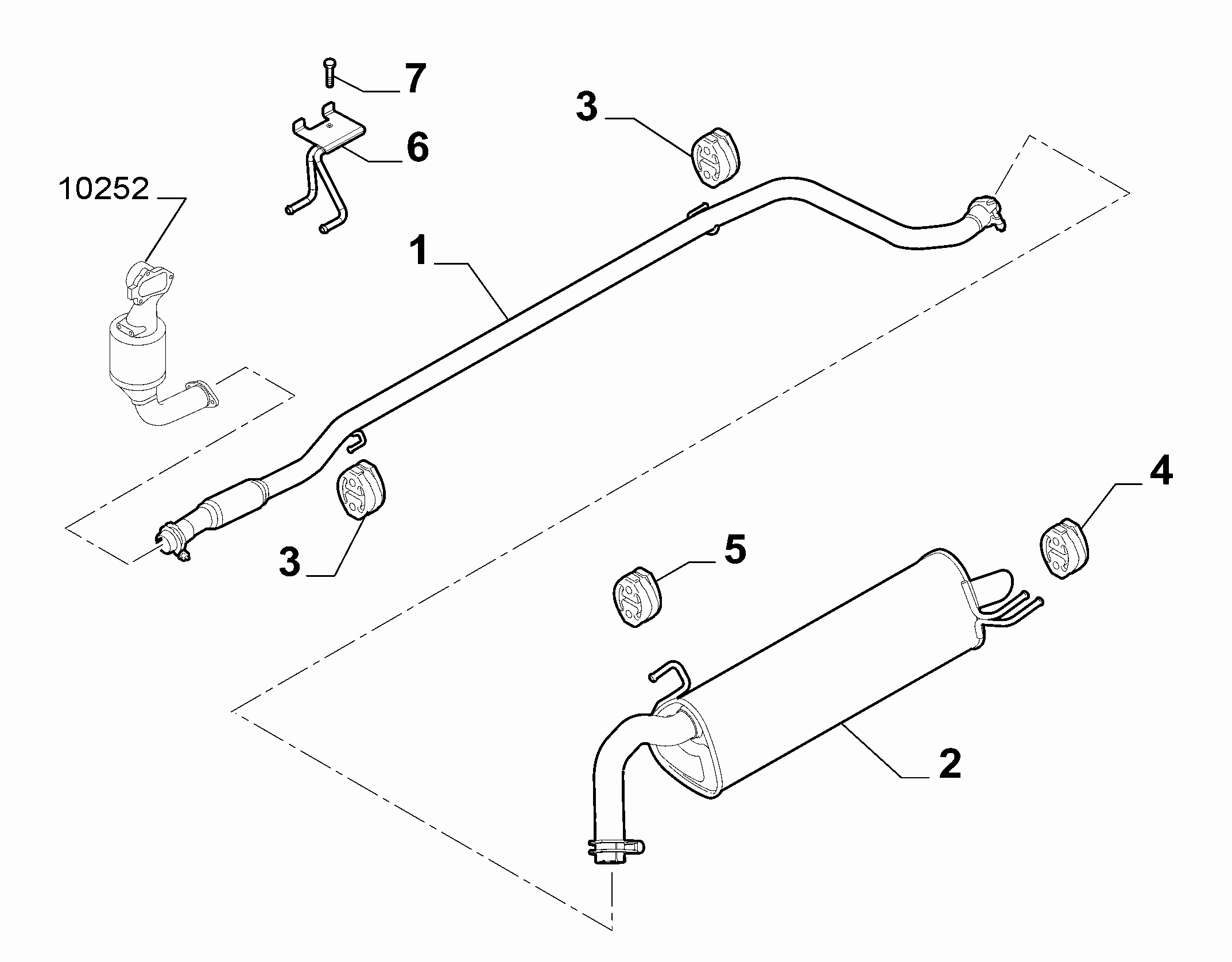 10258-030 REAR AND CENTRAL PIPES