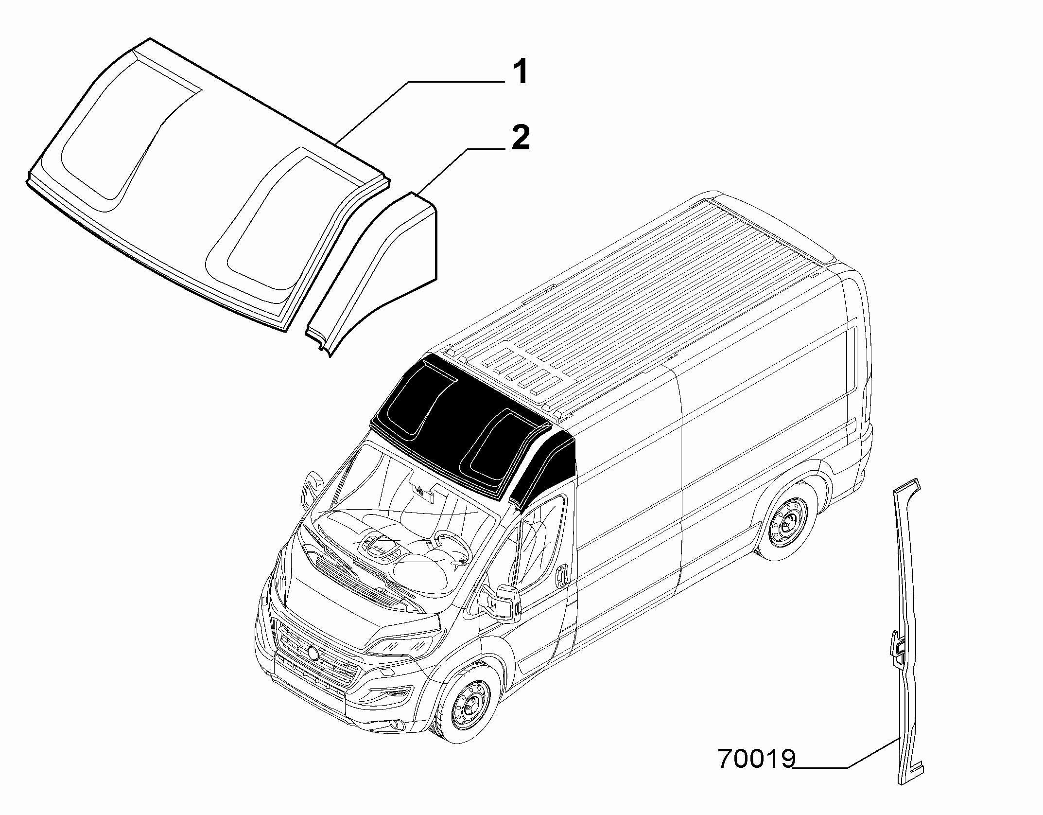 70018-020 ROOF FOR COMMERCIAL VEHICLES