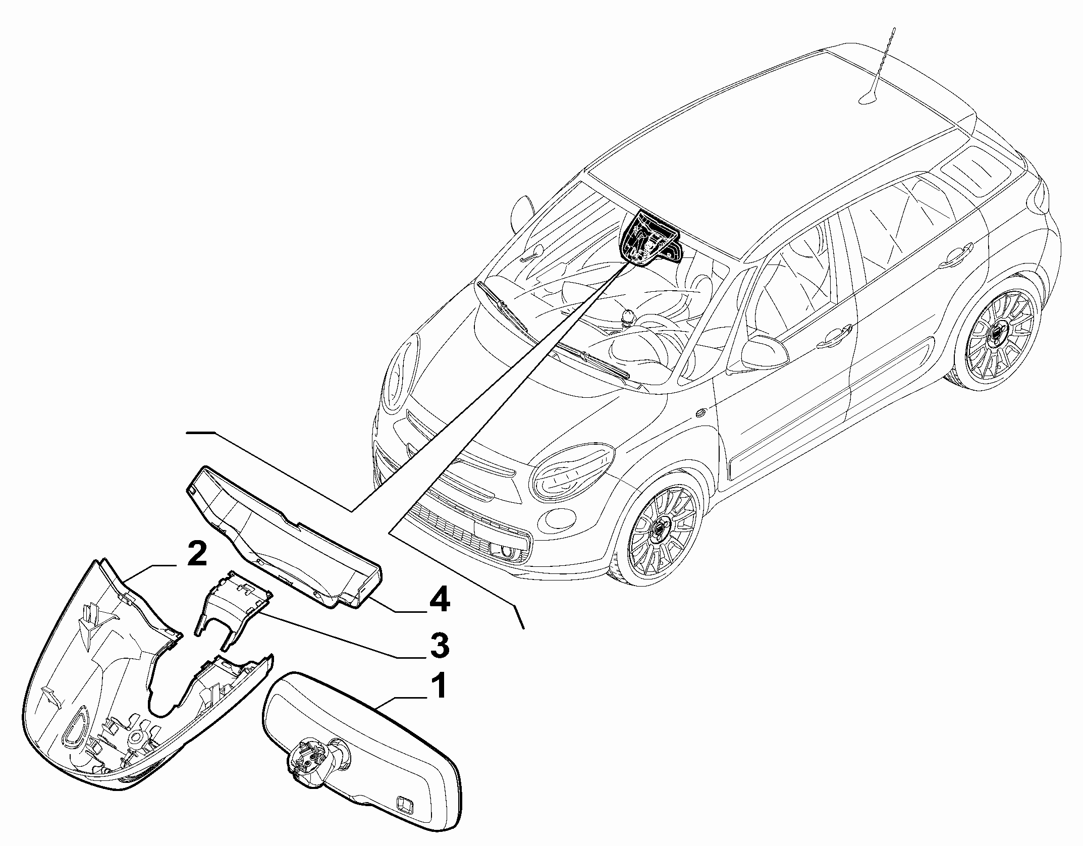70740-010 REAR VIEW MIRROR