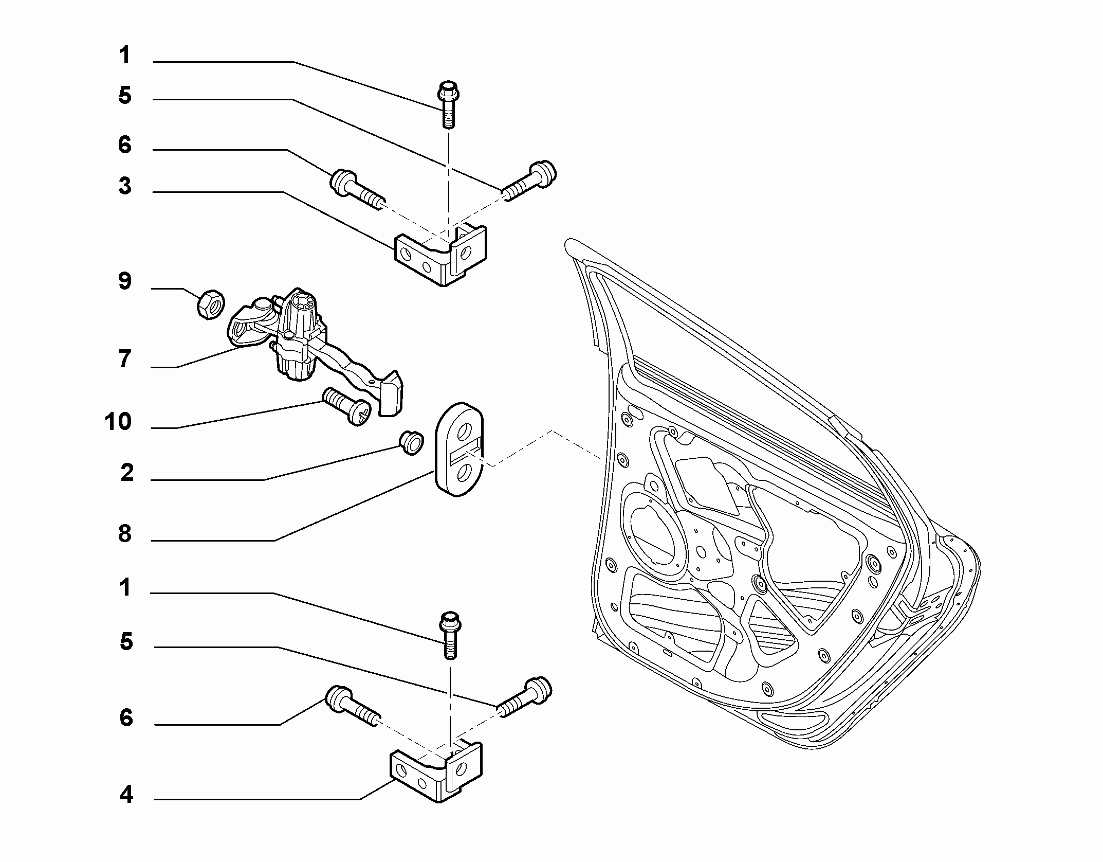 70136-020 REAR DOOR HINGES AND TIE RODS