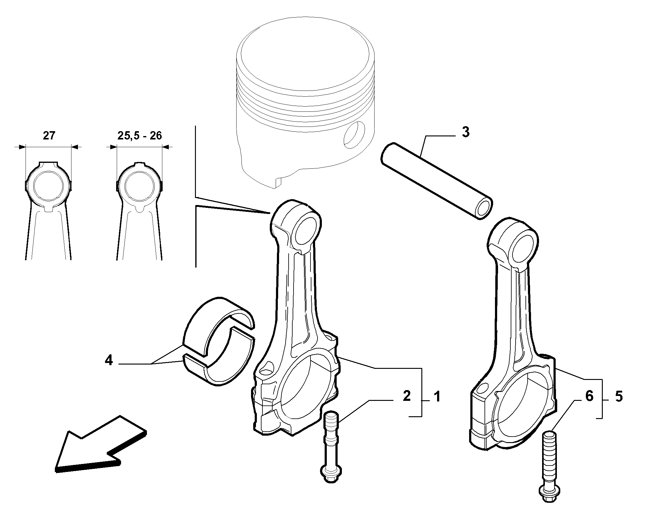 10105-010 COUPLING RODS AND HALF BEARINGS
