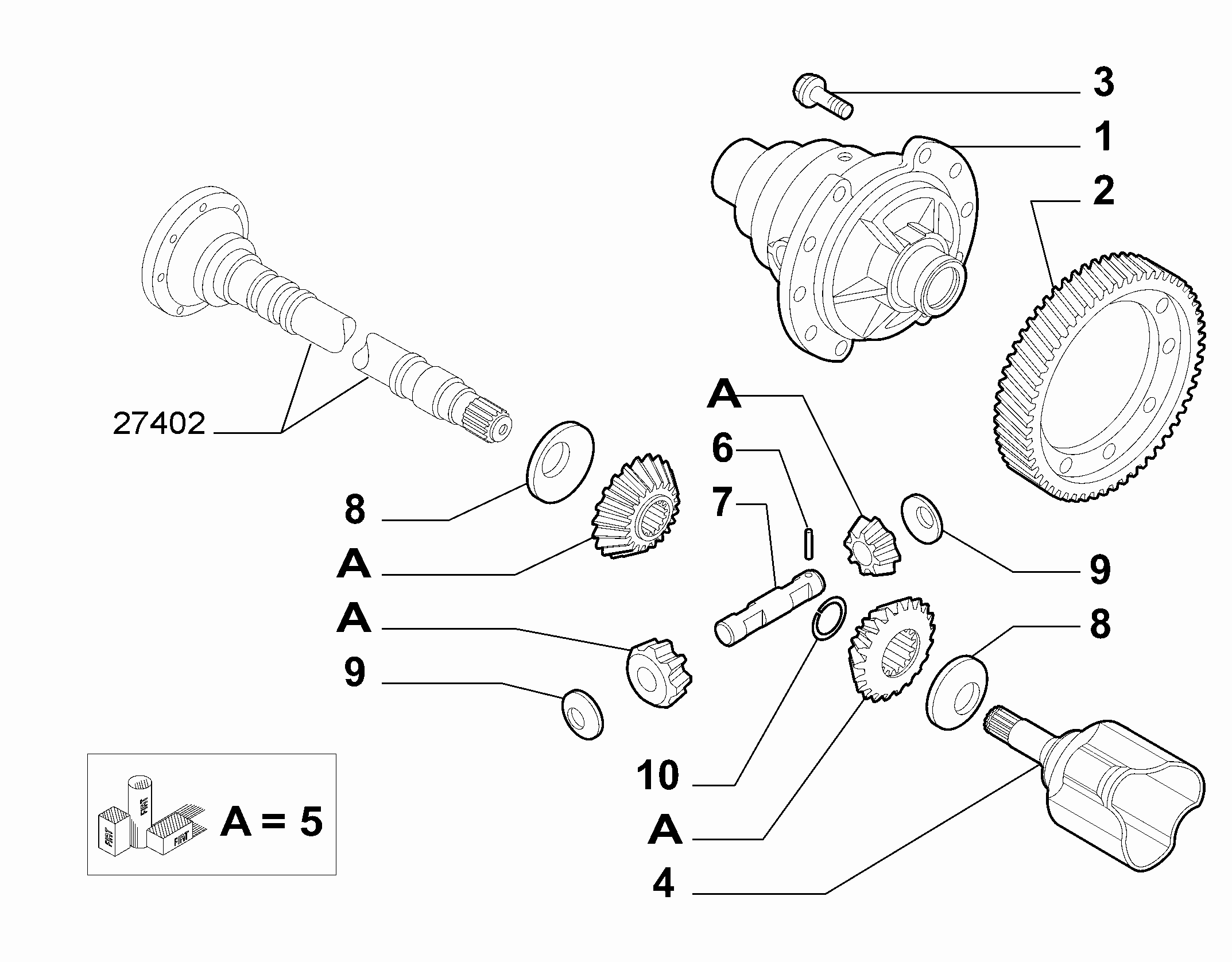 21220-020 CROWN WHEEL AND HALF CRANKSHAFT