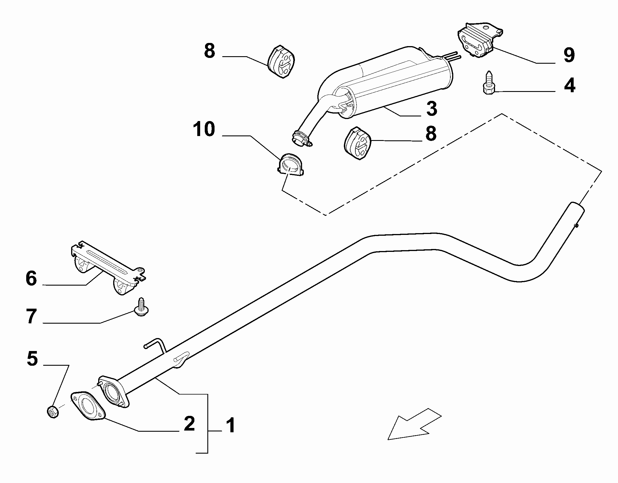 10258-030 REAR AND CENTRAL PIPES