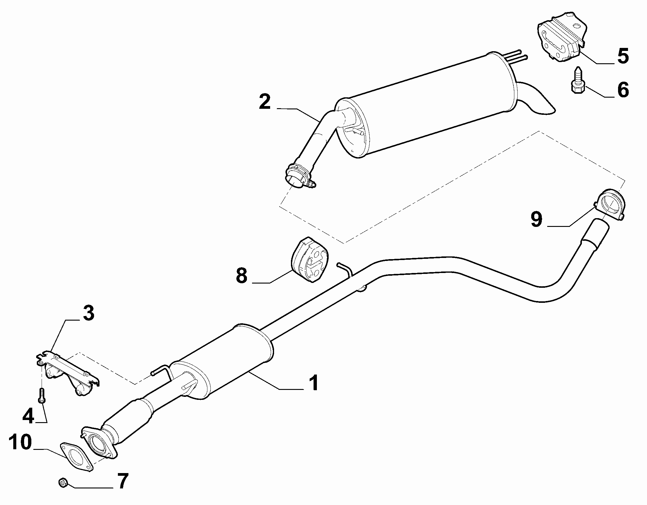 10258-030 REAR AND CENTRAL PIPES