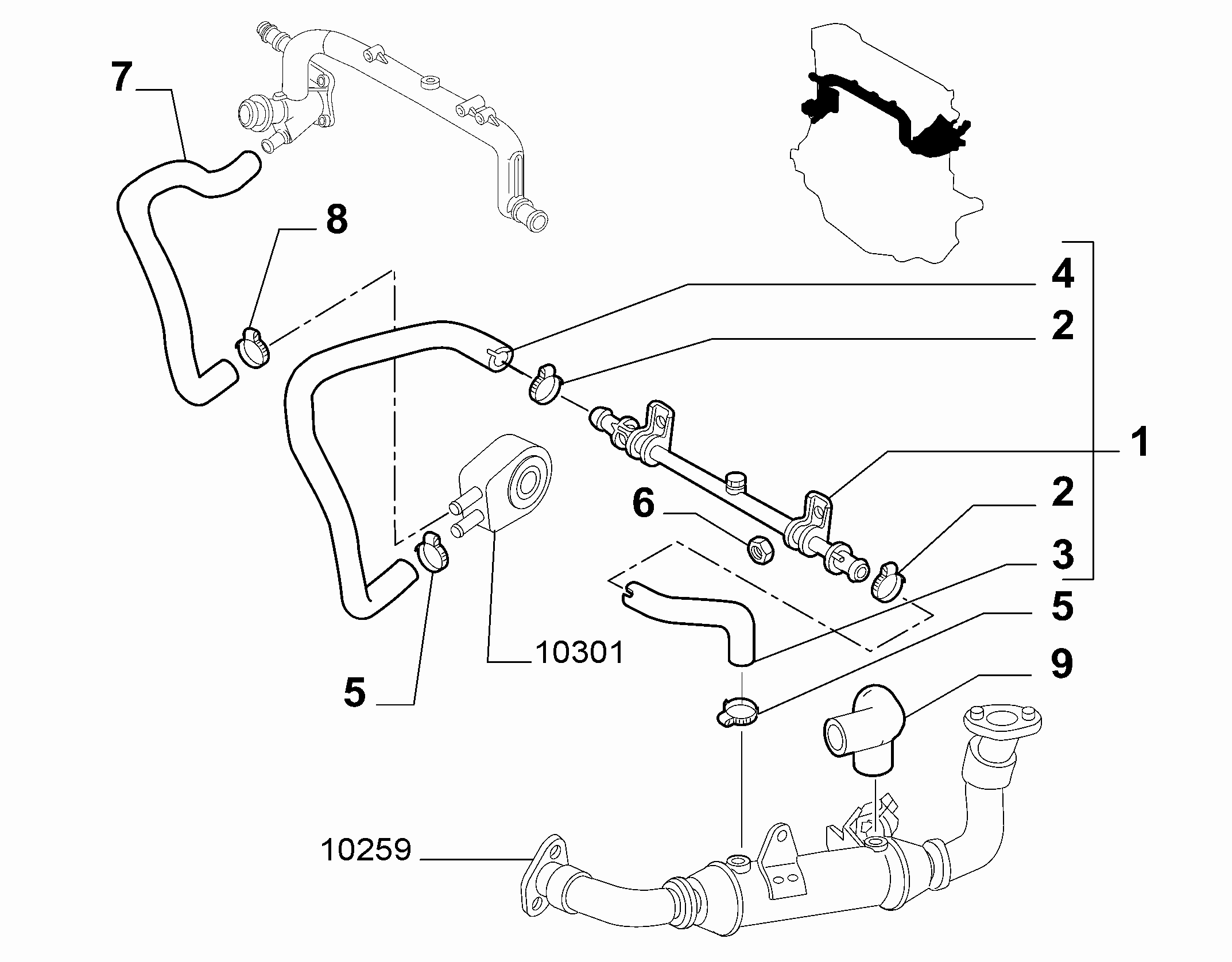 10402-030 WATER PUMP, PIPES AND THERMOSTAT