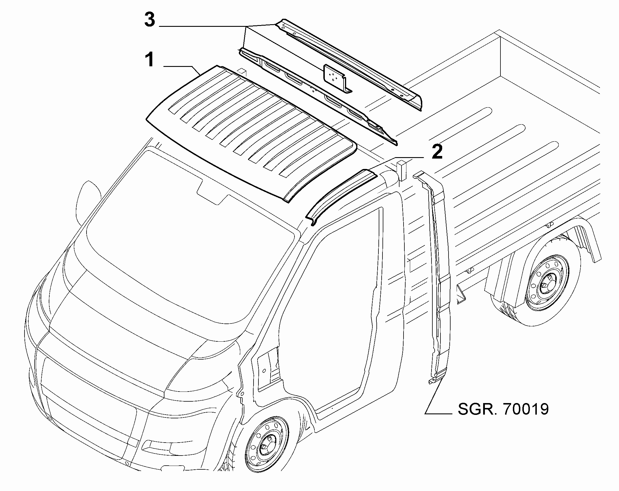 70018-020 ROOF FOR COMMERCIAL VEHICLES