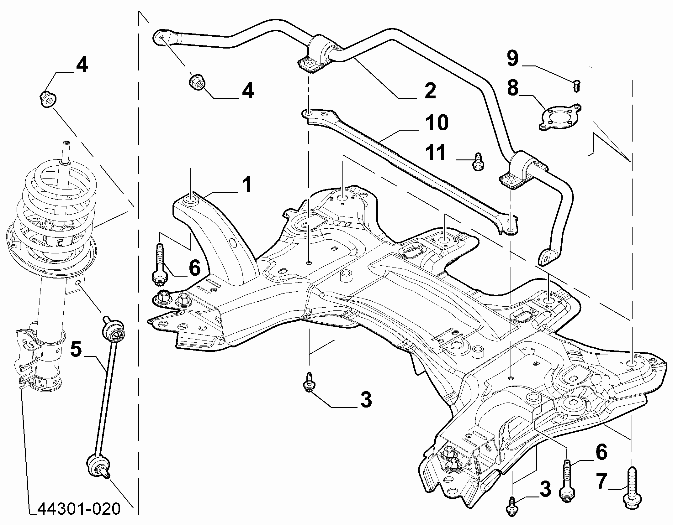 44301-030 CROSS ARM AND TORSION BAR