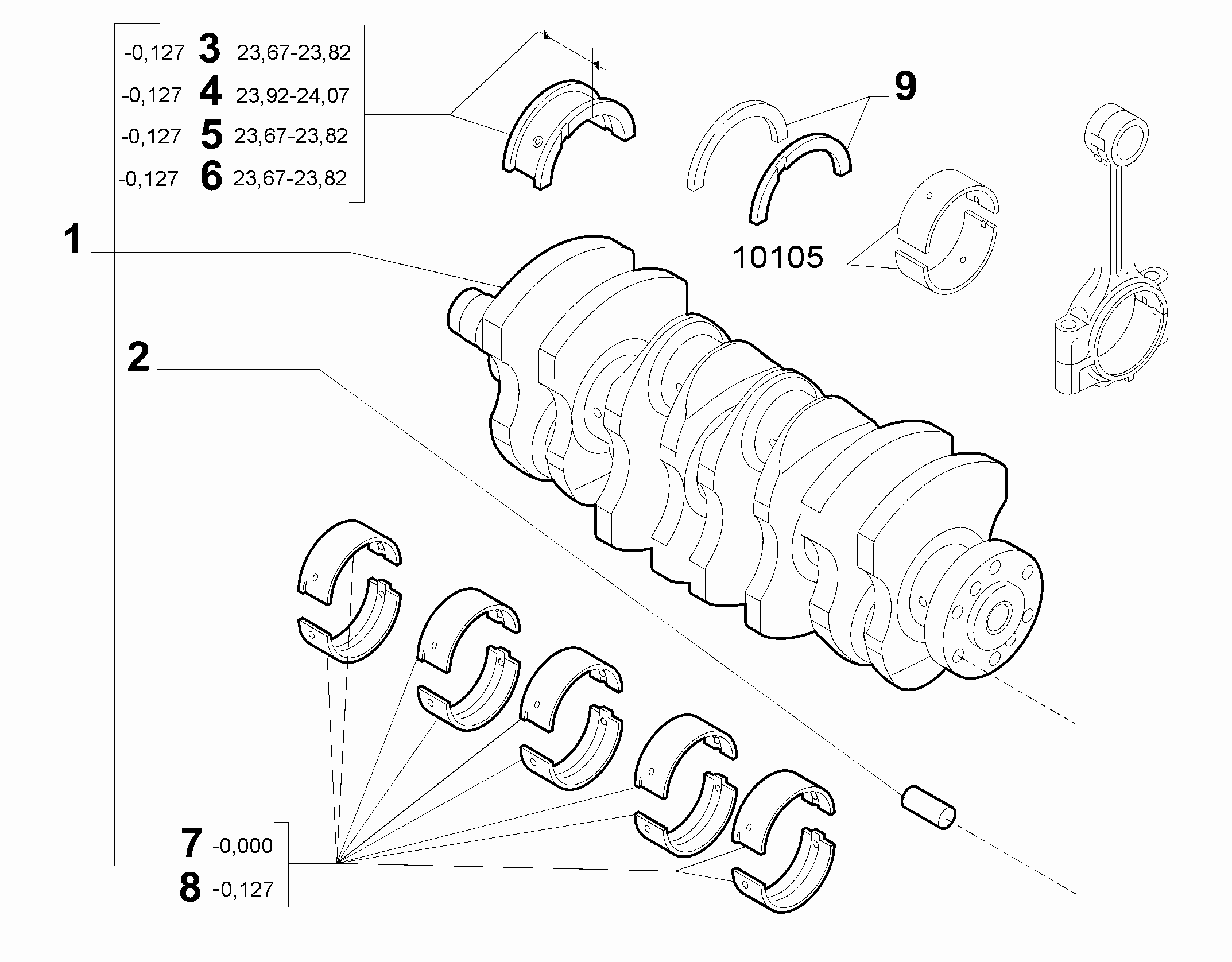 10103-010 ENGINE SHAFT AND HALF BEARING