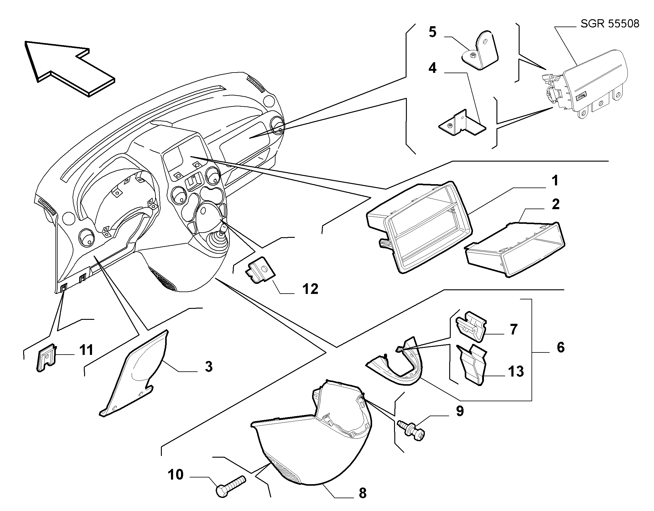 70502/01 ПАНЕЛЬ ПРИБОРОВ И ПРИЛЕГАЮЩИЕ ЧАСТИ