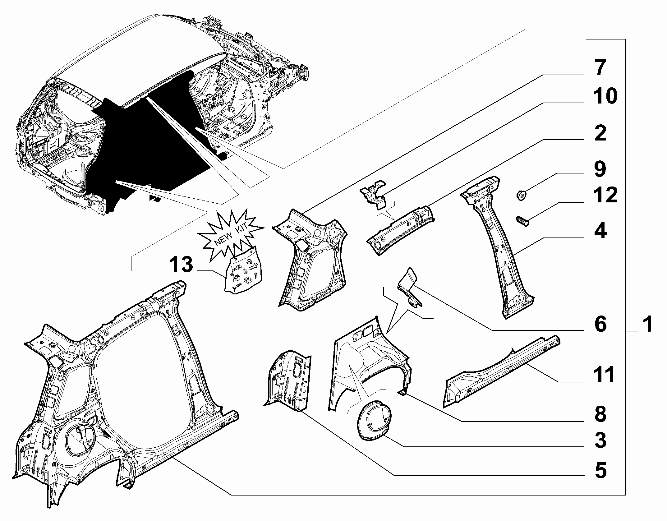 70004-010 REAR SIDE FRAME STRUCTURE