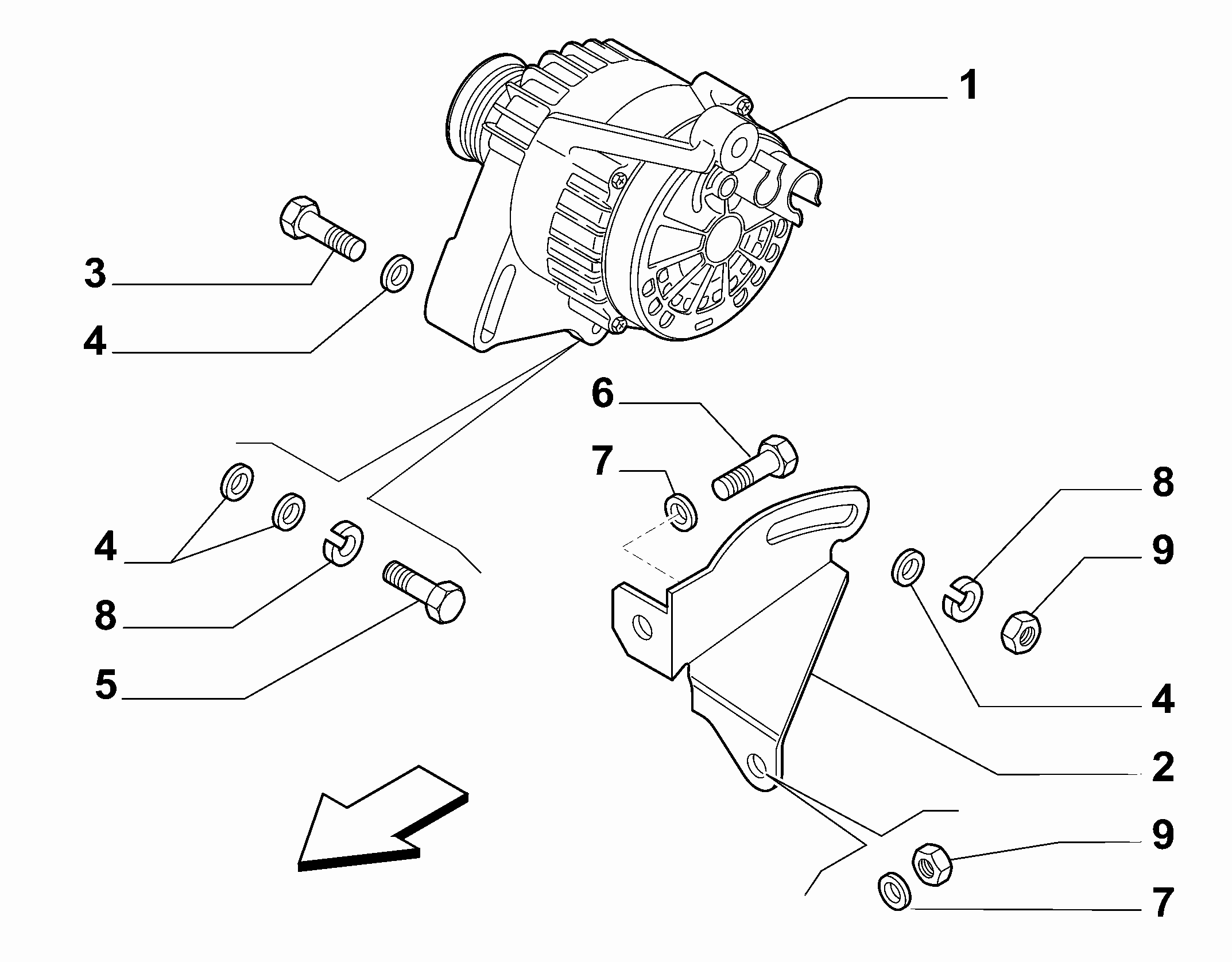 55301-010 ALTERNATOR AND MOUNTING