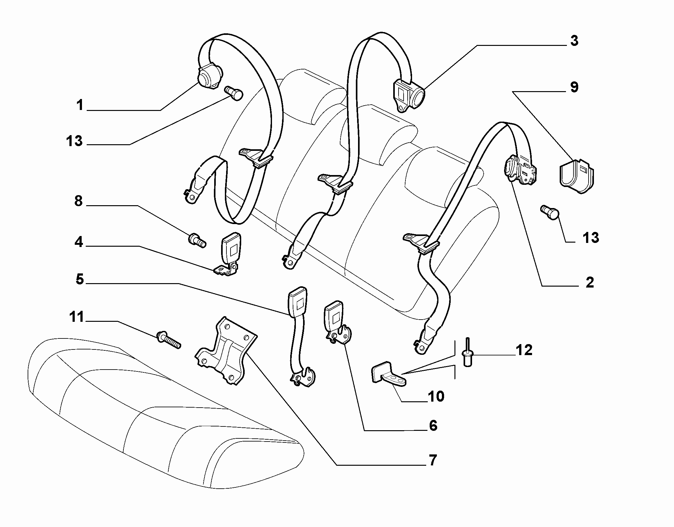 70527-020 REAR SEAT BELTS