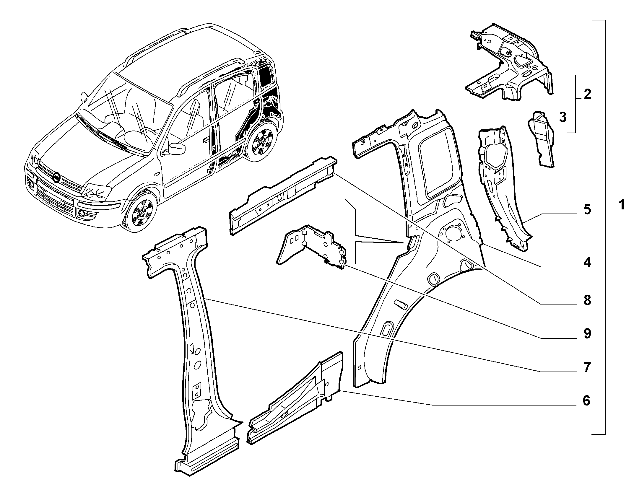 70004-010 REAR SIDE FRAME STRUCTURE