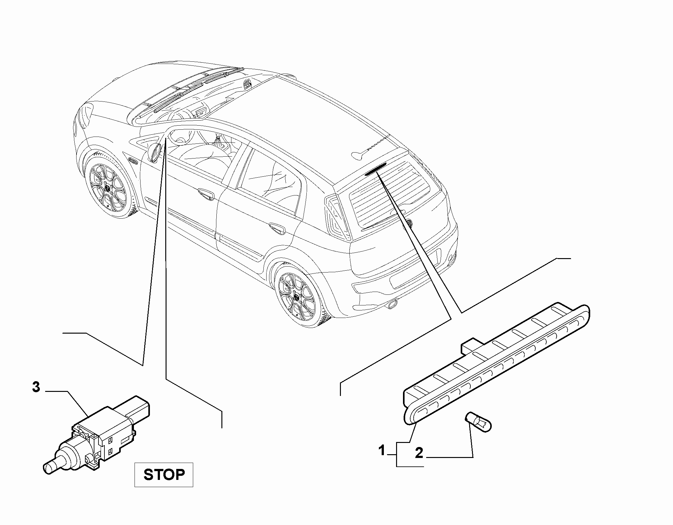 55501-020 REAR WINDOW STOP LIGHT AND SWITCH