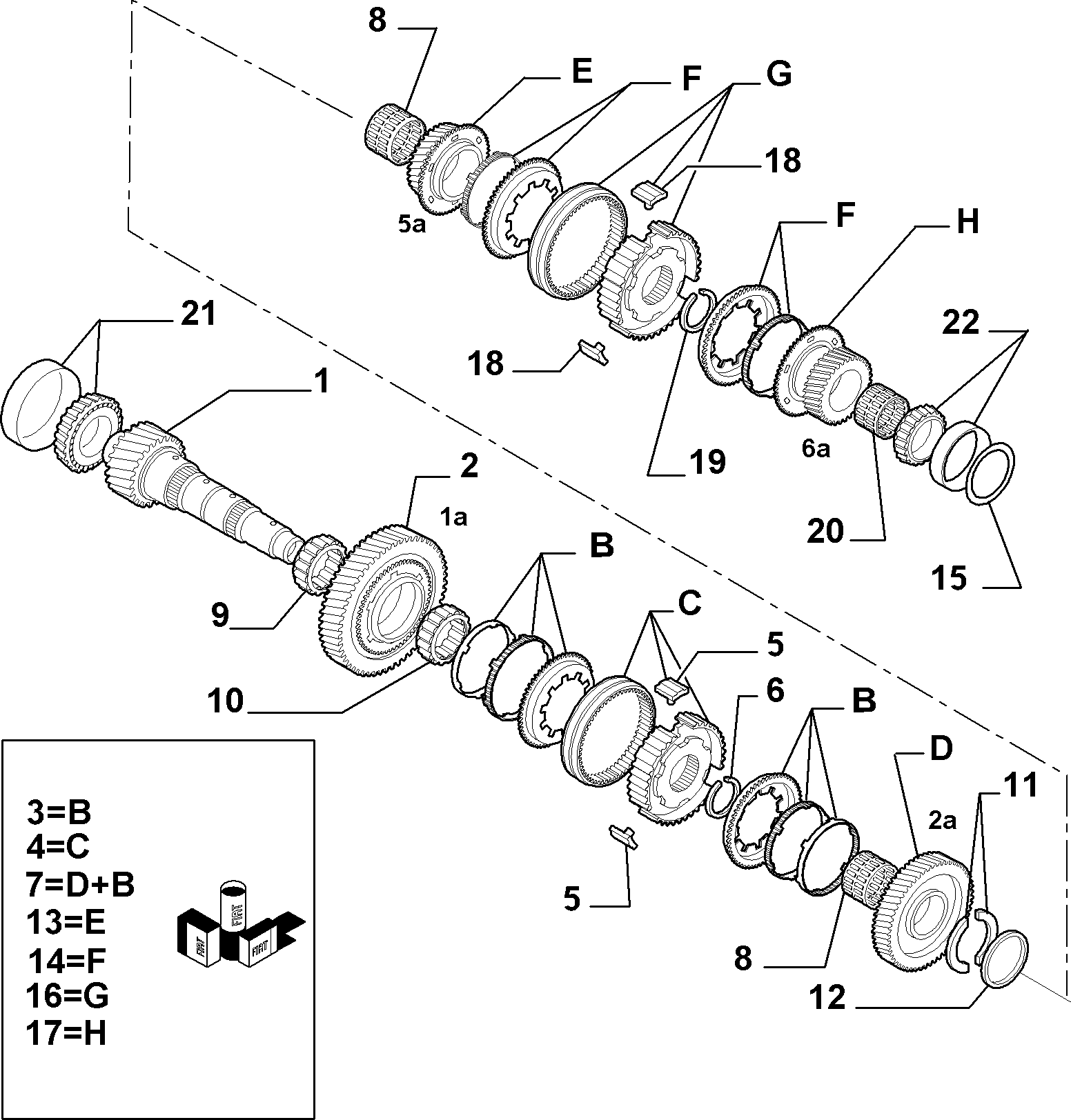 21215-032 LOWER SECONDARY SHAFT AND GEAR LEAD