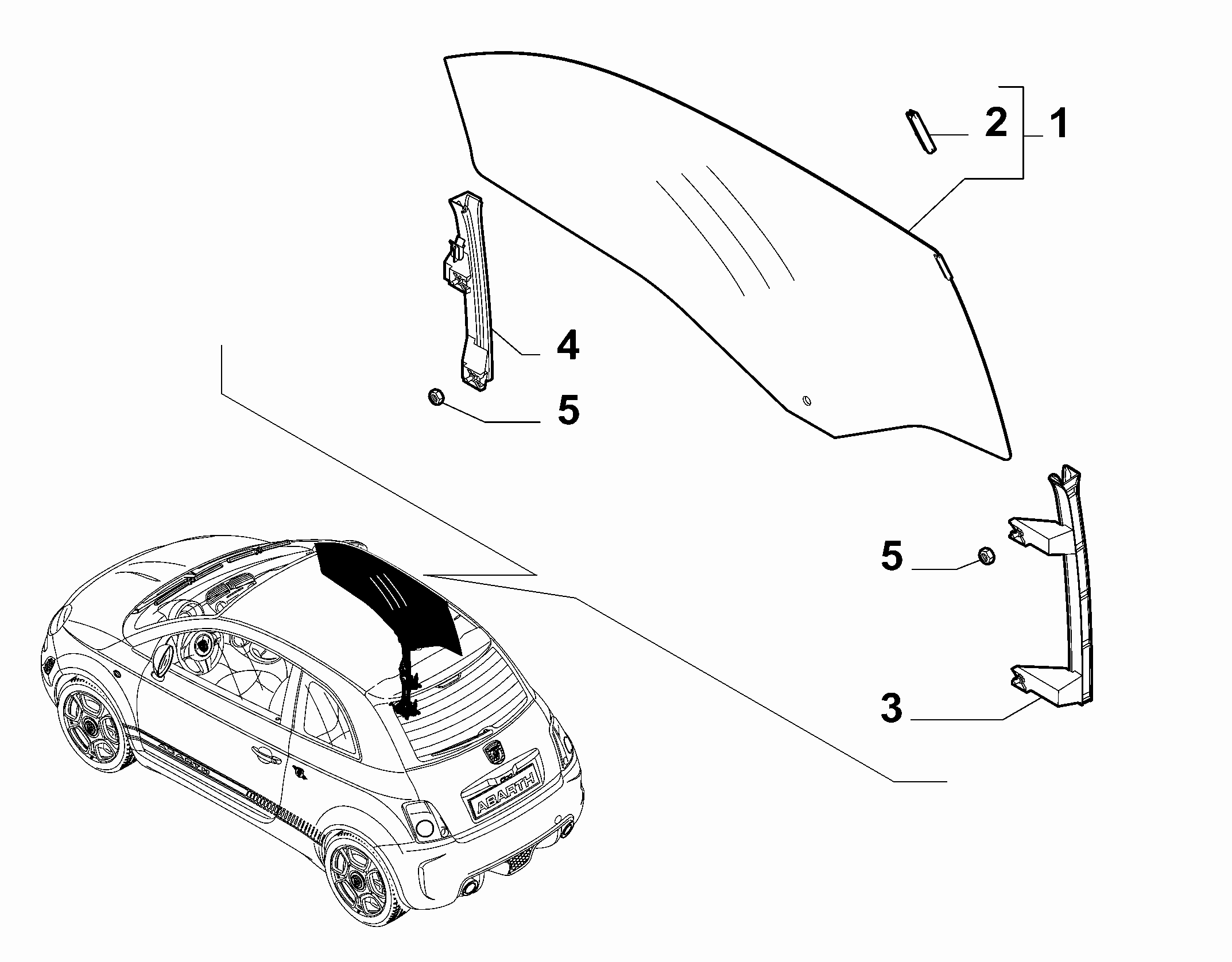 70129-030 FRONT WINDOW AND CHANNEL