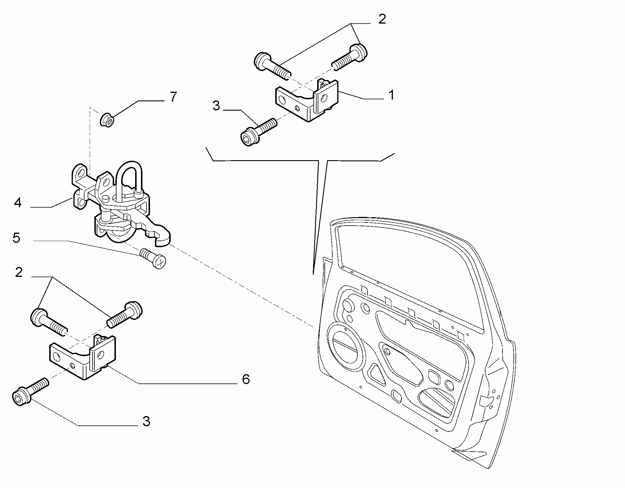 70129-020 FRONT SIDE DOOR HINGE AND SCREW