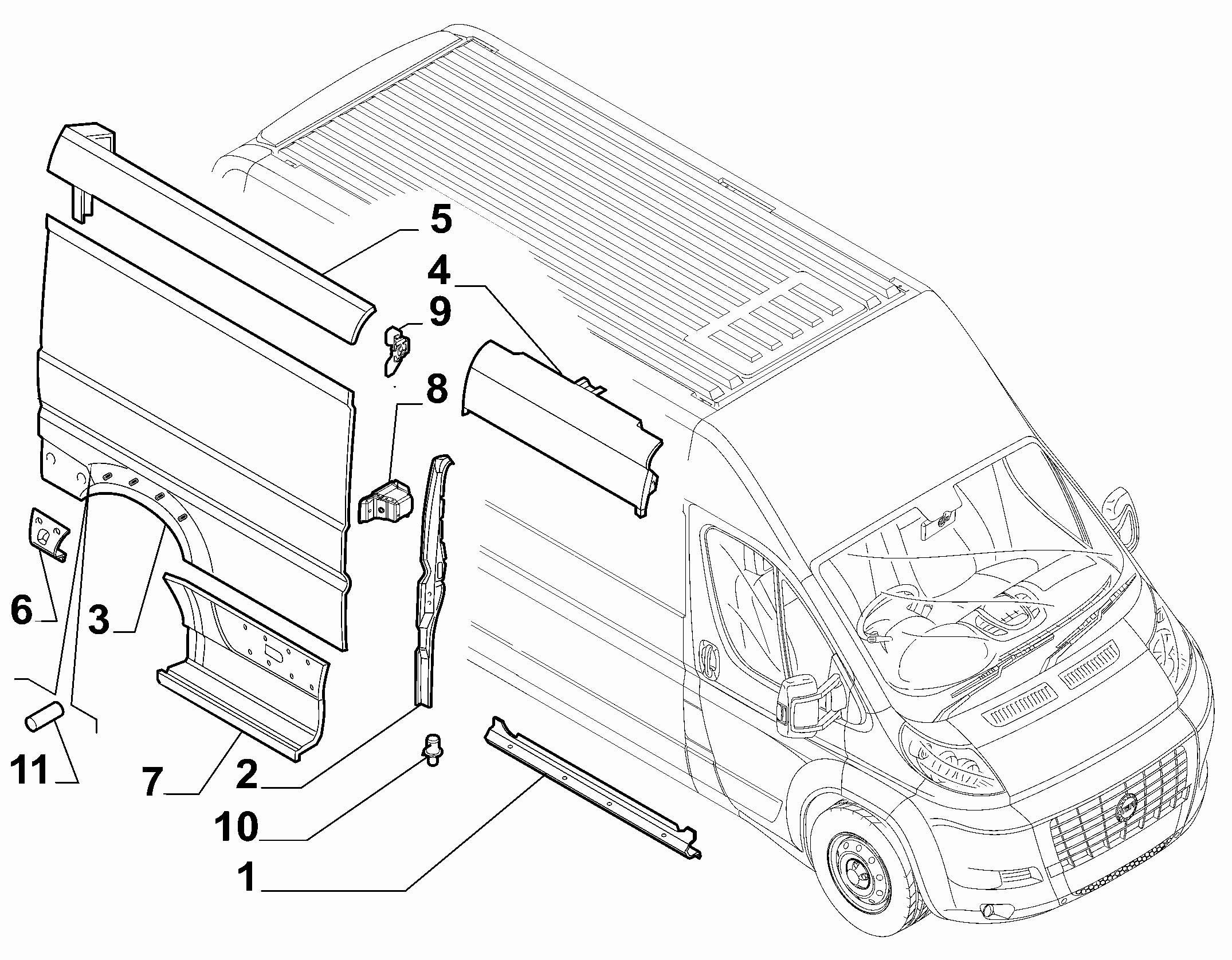 70020-040 OUTER SIDE PANEL FOR COMMERCIAL VEHICLES