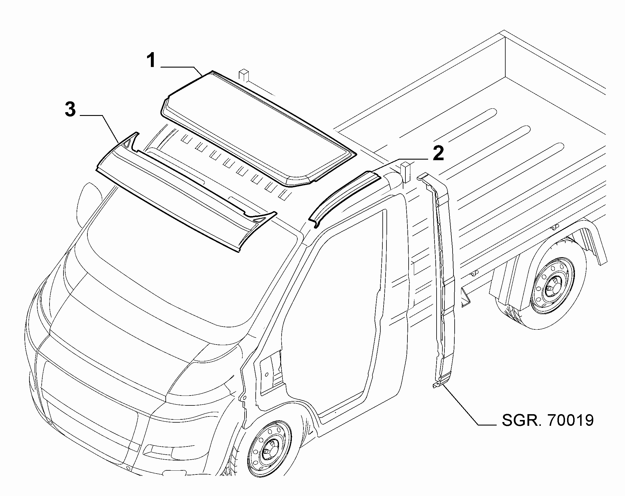 70018-020 ROOF FOR COMMERCIAL VEHICLES