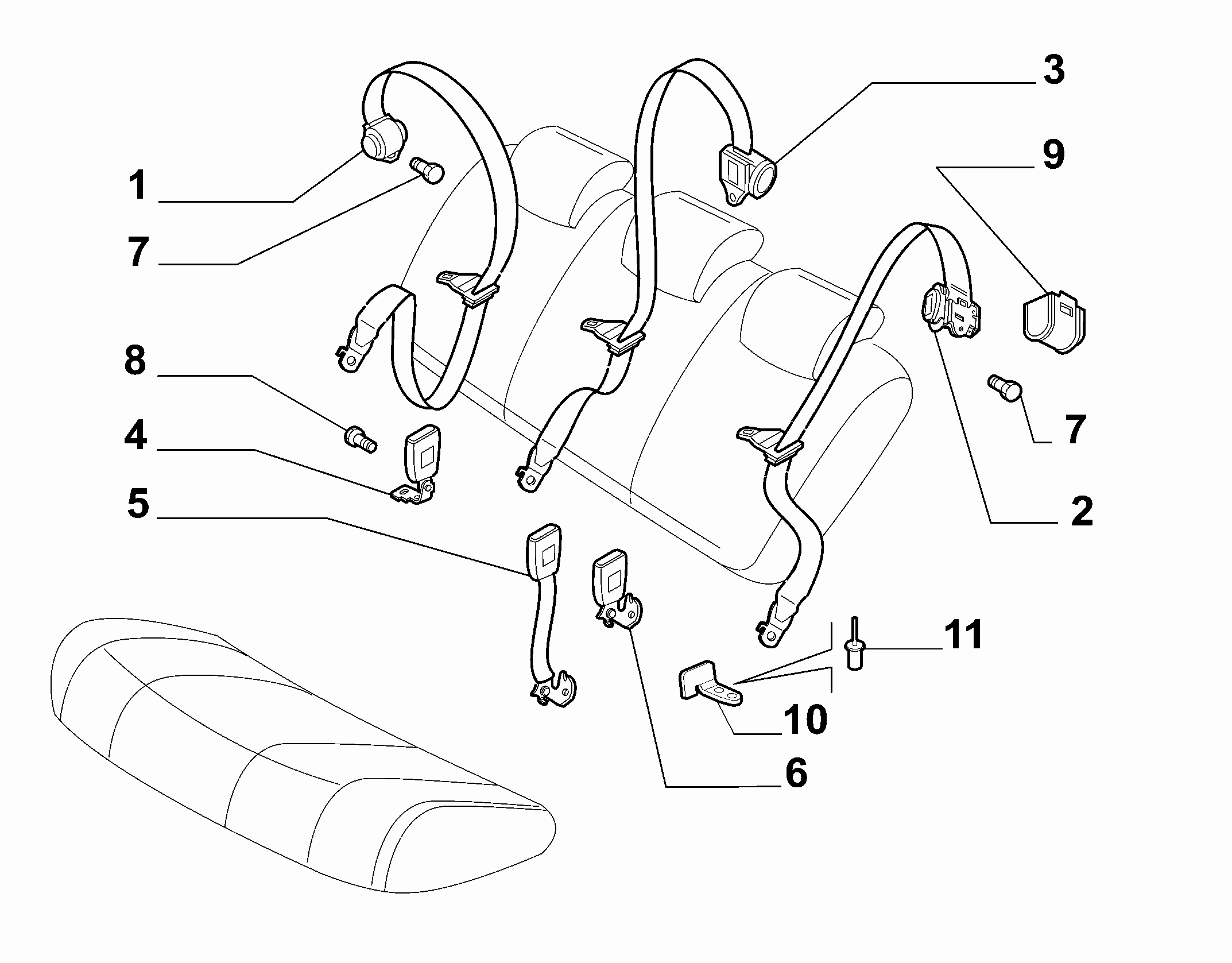 70527-020 REAR SEAT BELTS