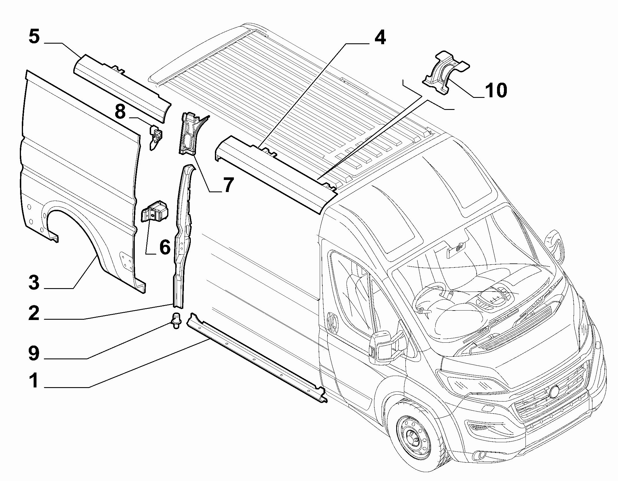 70020-040 OUTER SIDE PANEL FOR COMMERCIAL VEHICLES