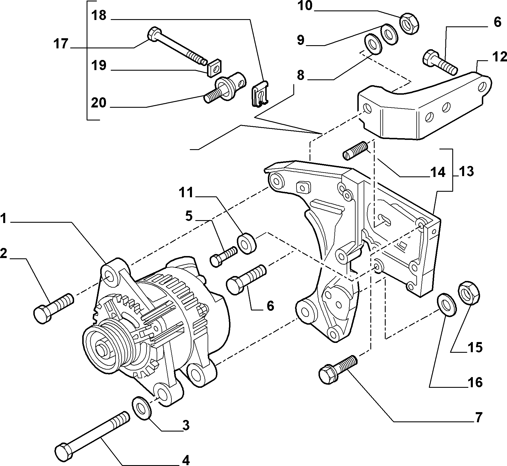 55301-010 ALTERNATOR AND MOUNTING