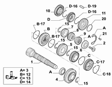 21215-030 SECONDARY SHAFT AND GEAR LEAD