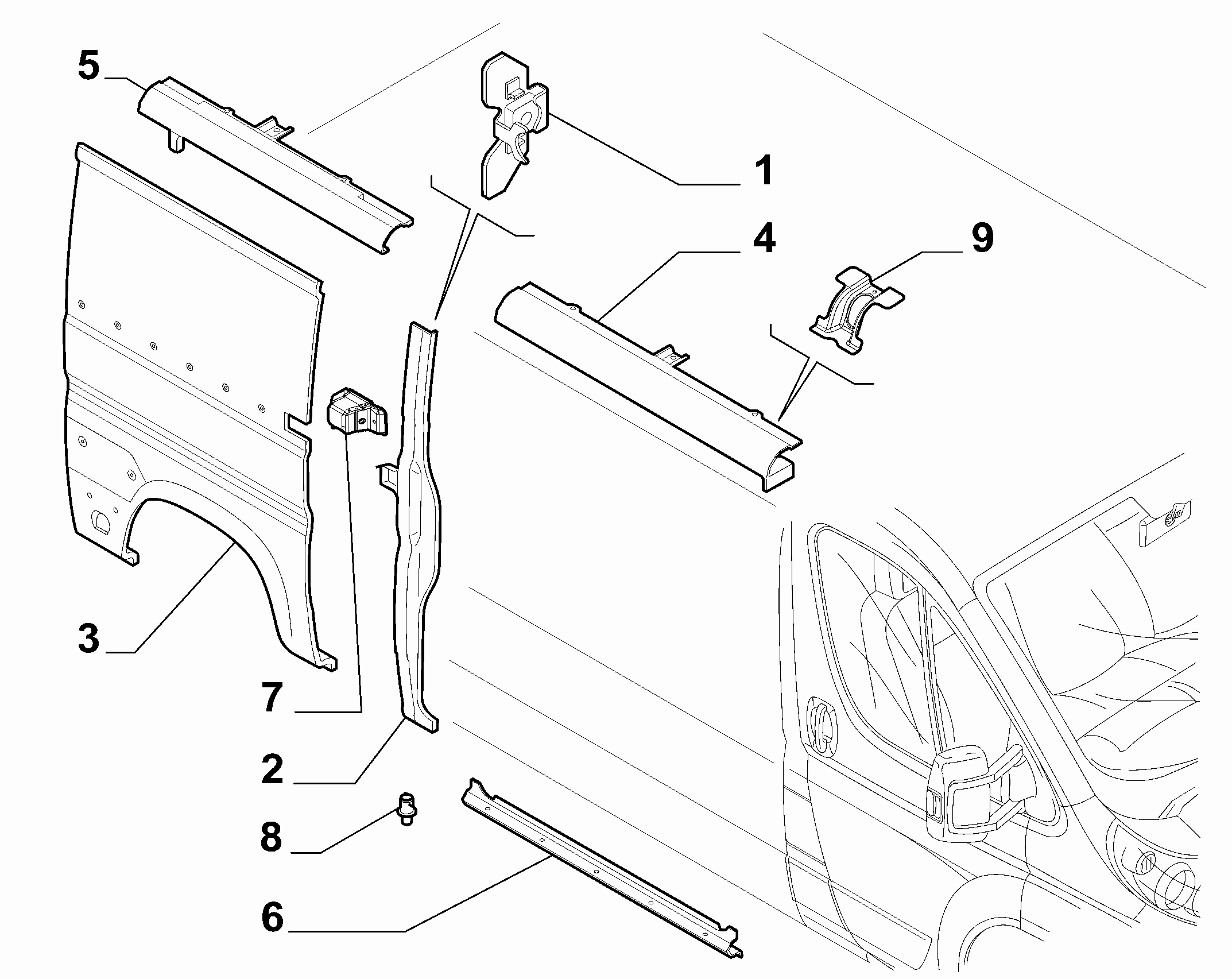 70020-040 OUTER SIDE PANEL FOR COMMERCIAL VEHICLES