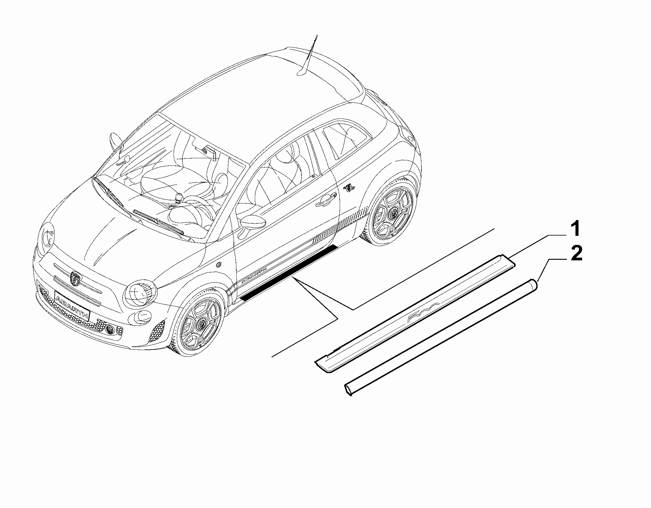 70712-060 DOOR AREA AND OUTER SIDE MOULDINGS (PILLARS EXCLUDED)