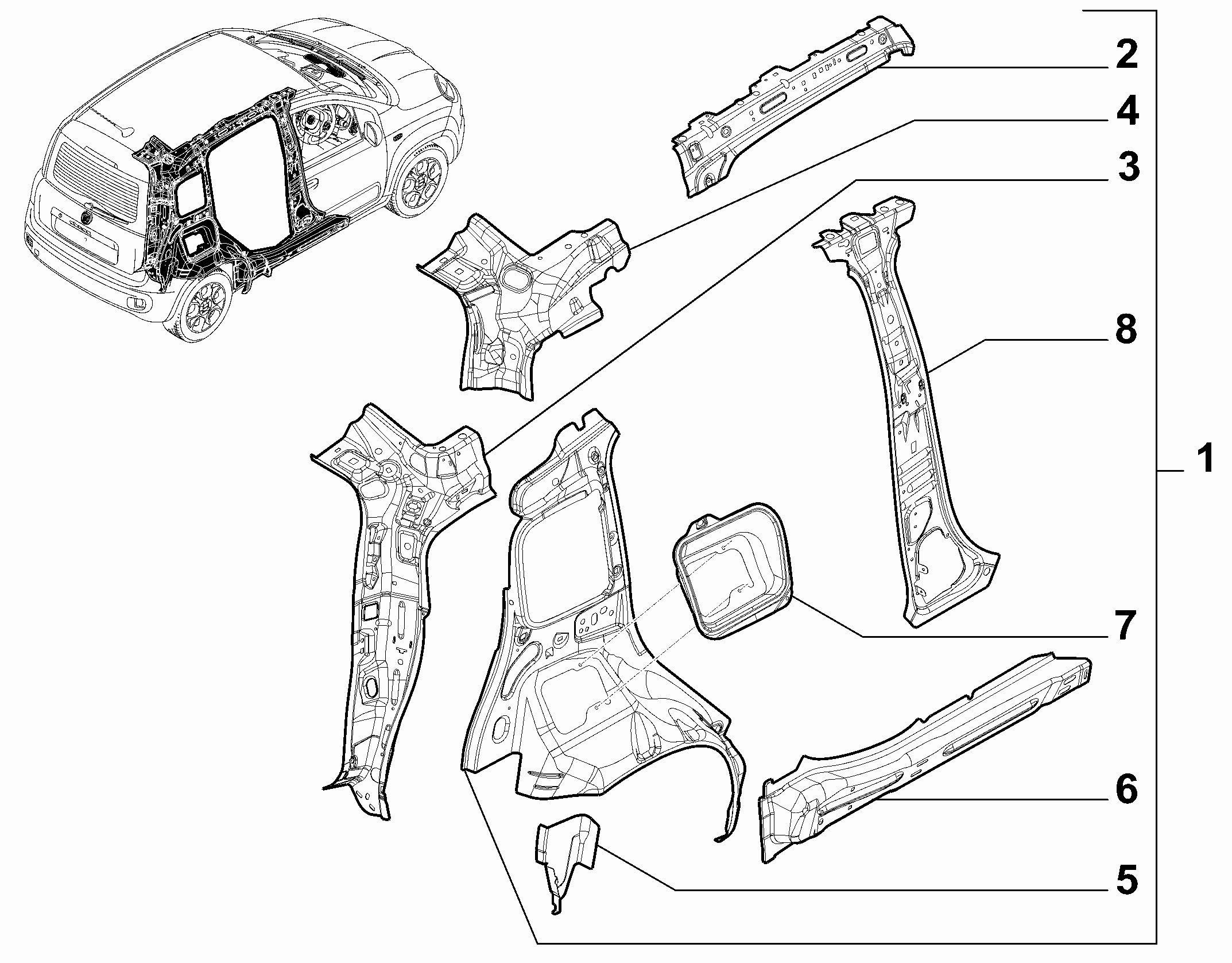 70004-010 REAR SIDE FRAME STRUCTURE