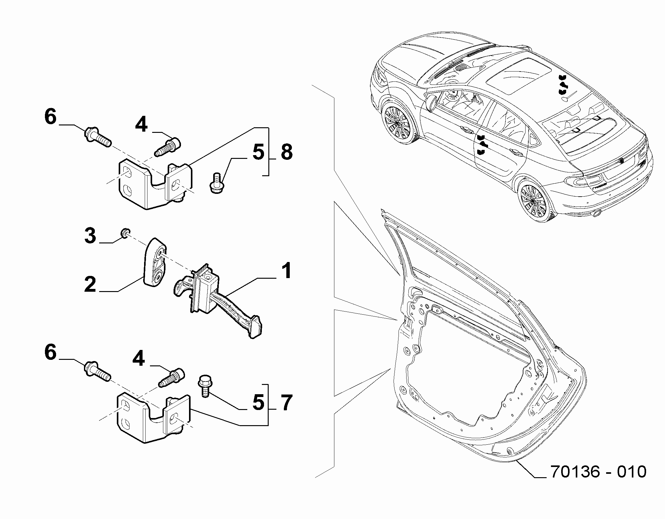 70136-020 REAR DOOR HINGES AND TIE RODS