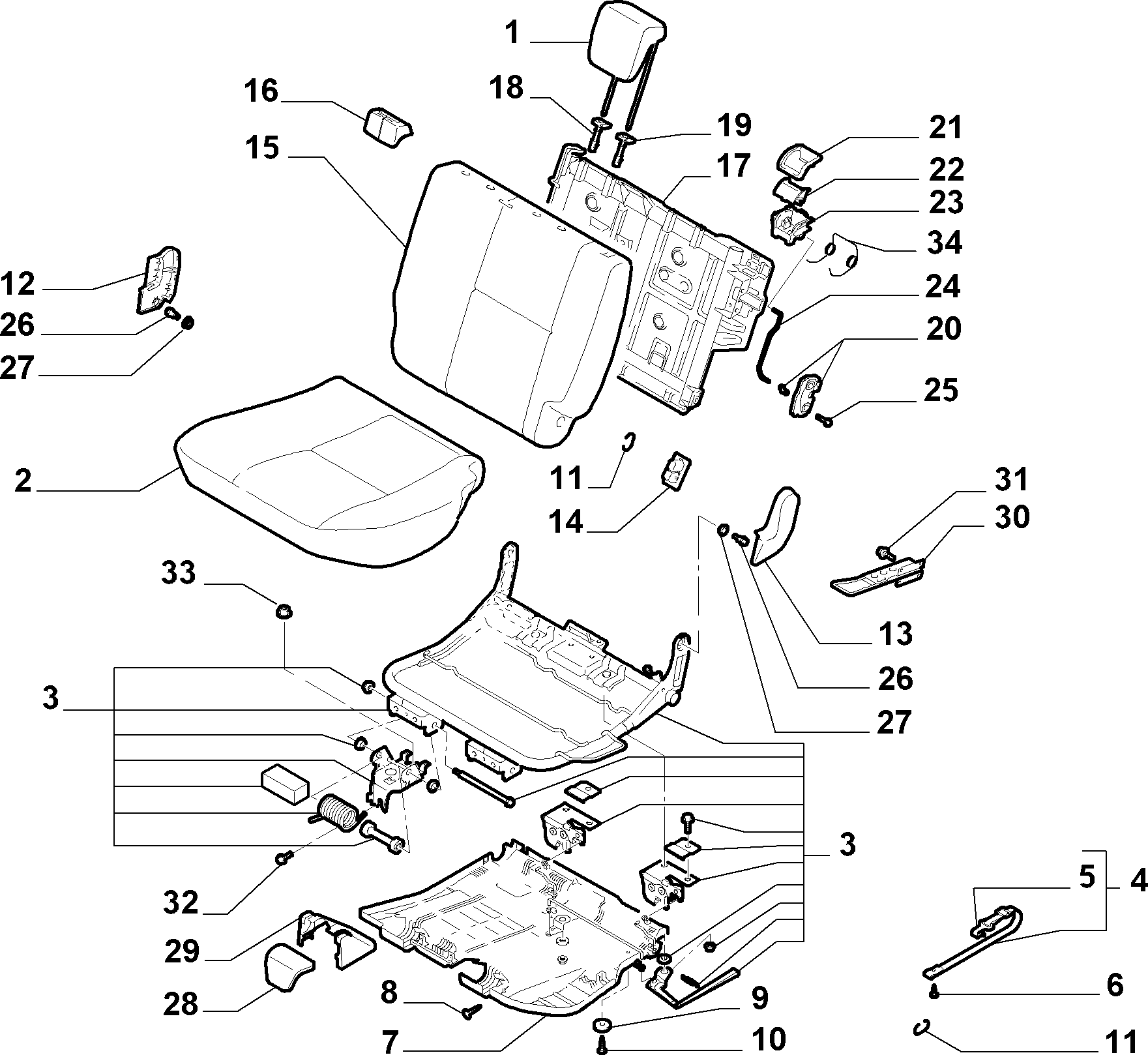 70613/00 REAR SEAT 