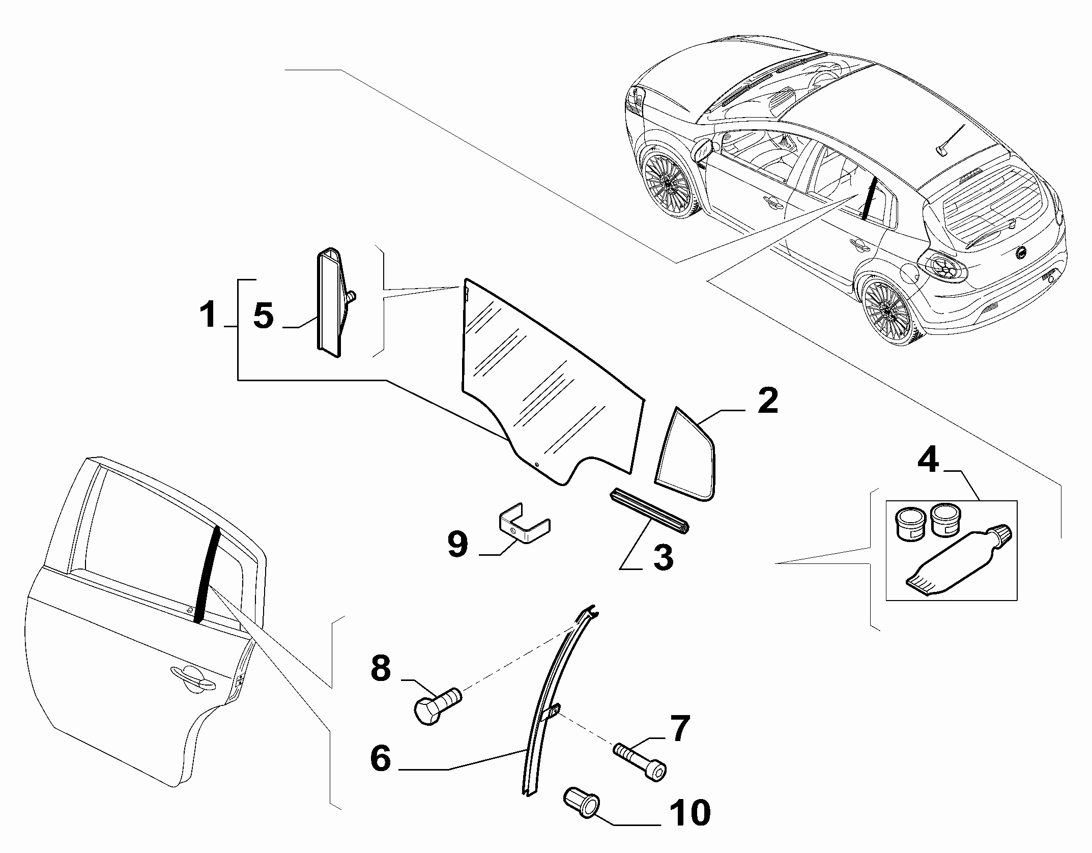70136-030 REAR WINDOW AND CHANNEL RUNNER