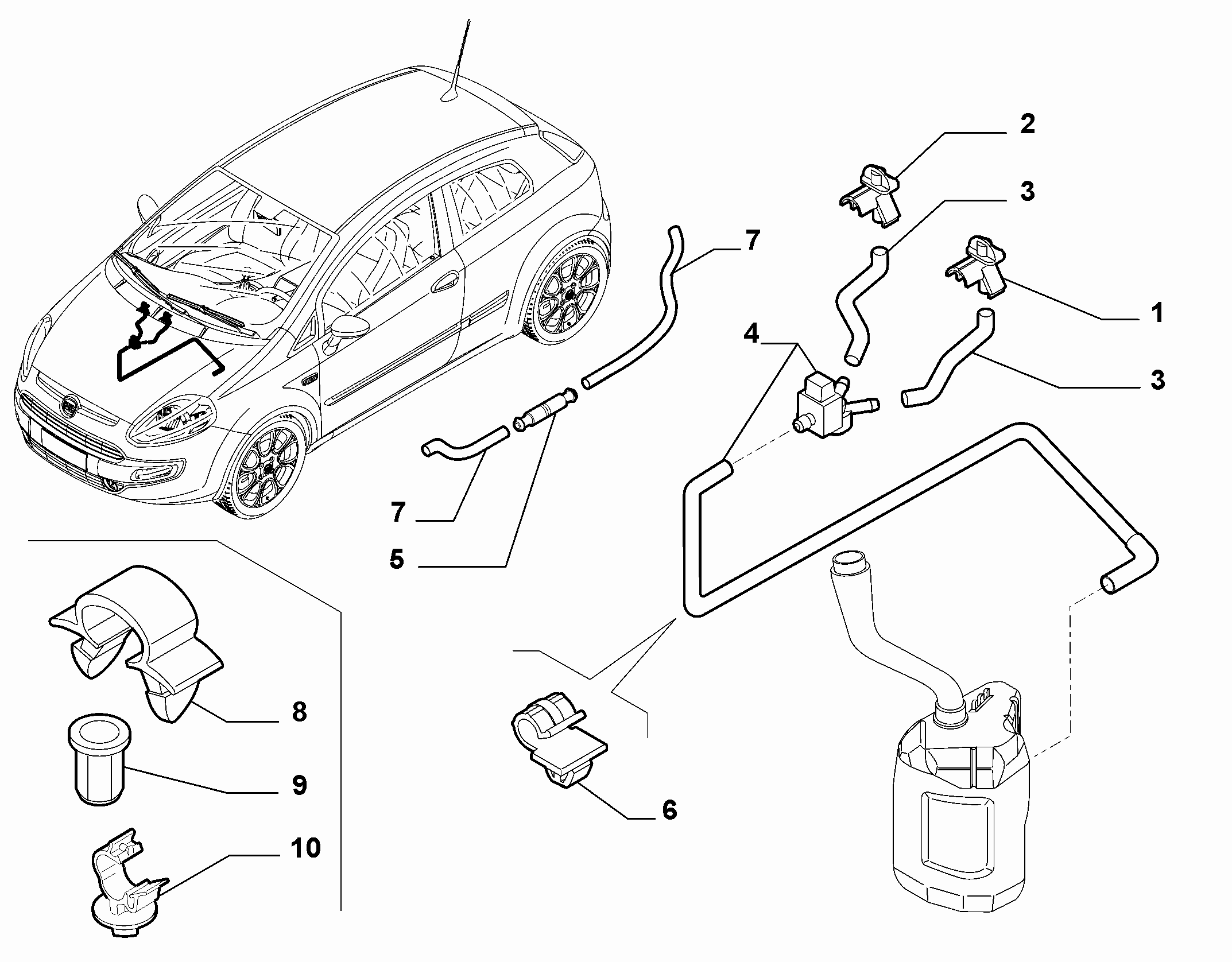 55514-040 FRONT AND REAR WIPER TUBING