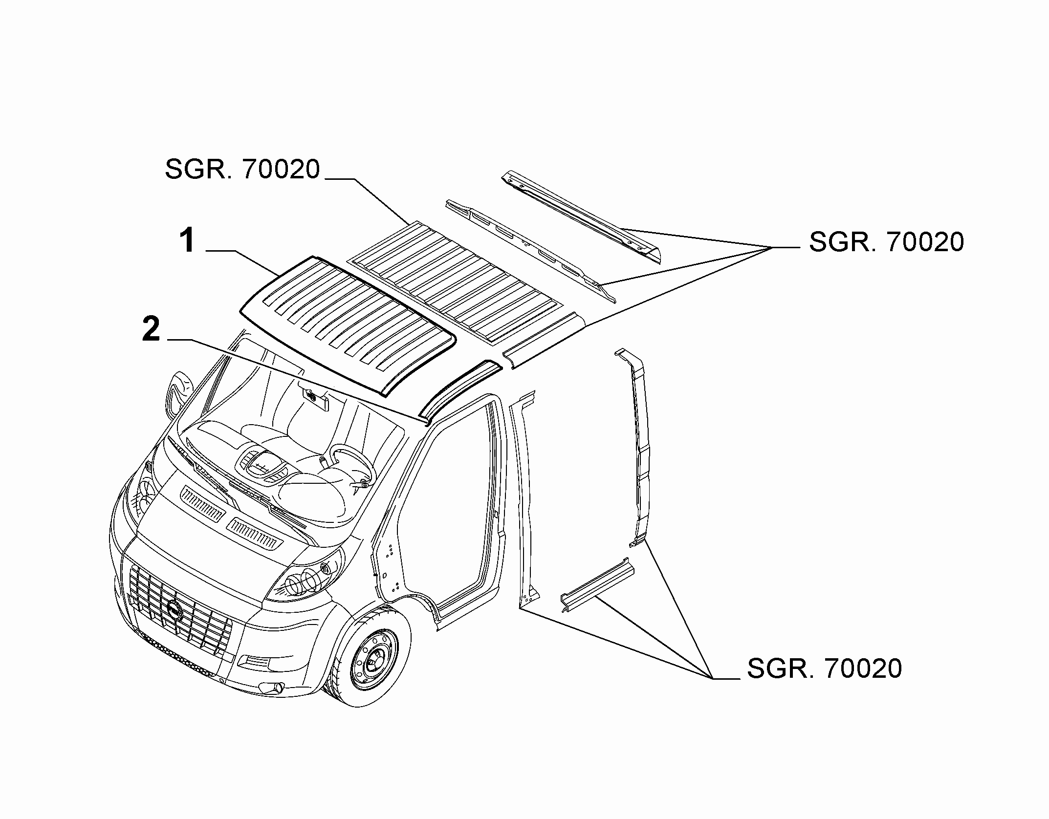 70018-020 ROOF FOR COMMERCIAL VEHICLES